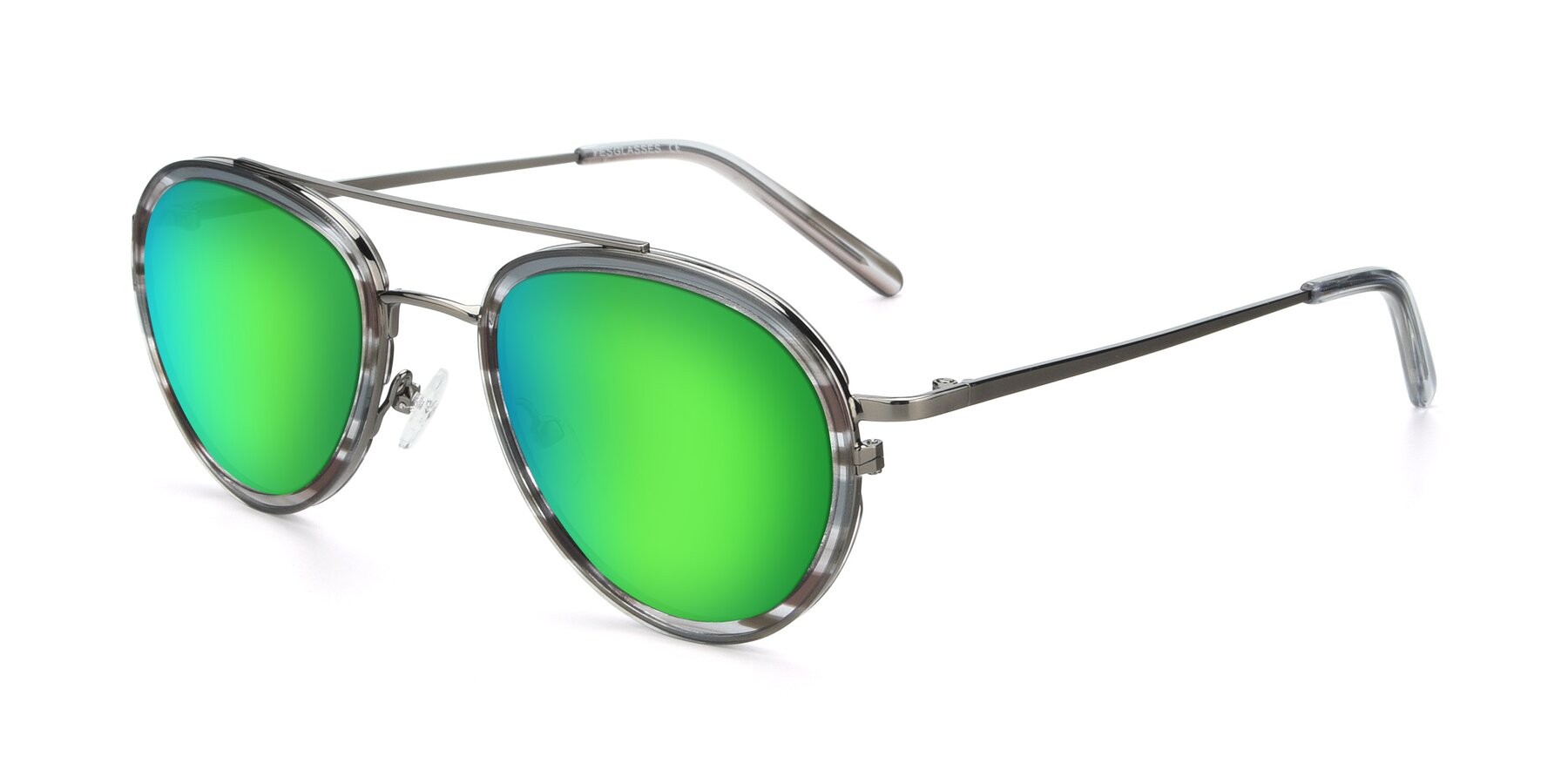 Angle of 9554 in  Gunmetal-Transparent with Green Mirrored Lenses