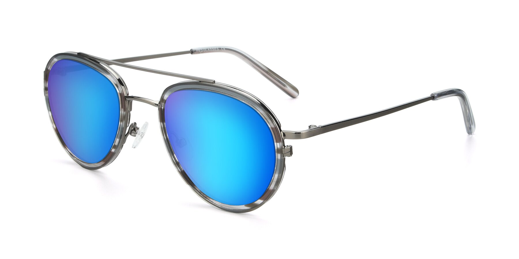 Angle of 9554 in  Gunmetal-Transparent with Blue Mirrored Lenses