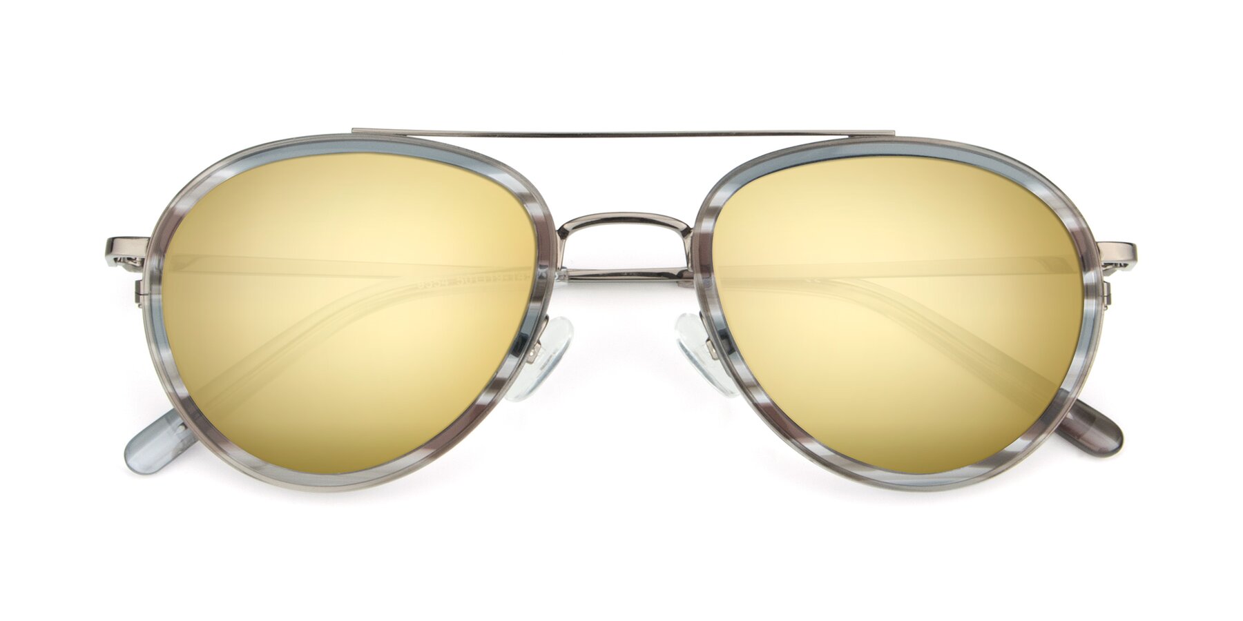 Folded Front of 9554 in  Gunmetal-Transparent with Gold Mirrored Lenses