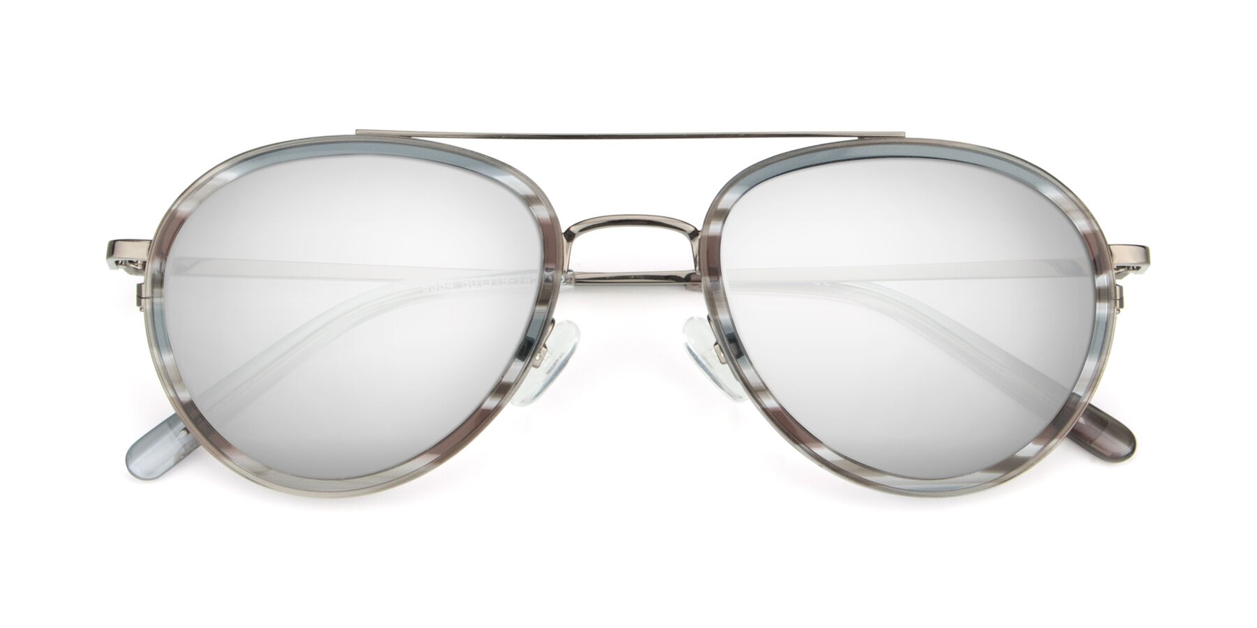 Folded Front of 9554 in  Gunmetal-Transparent with Silver Mirrored Lenses