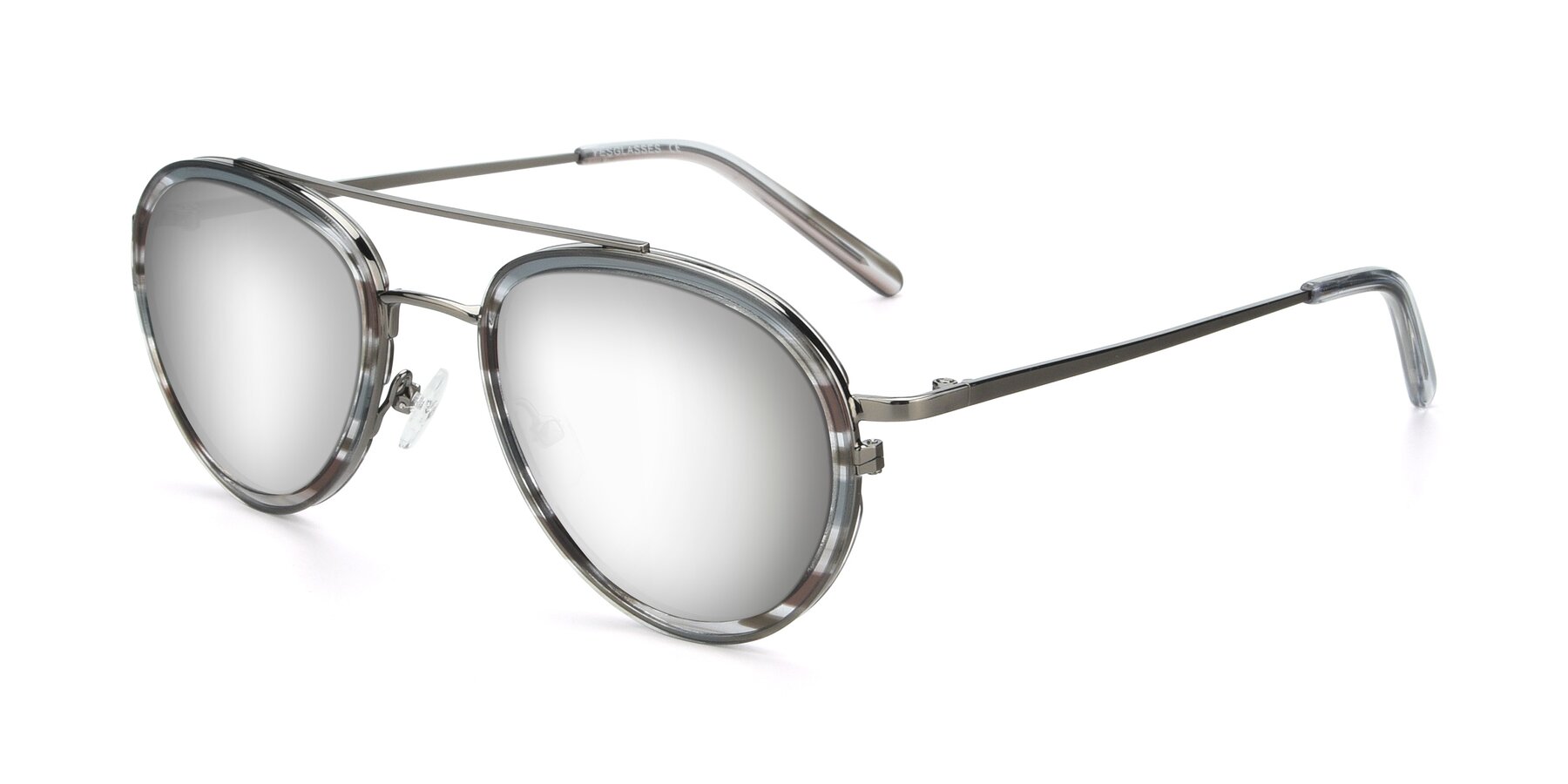 Angle of 9554 in  Gunmetal-Transparent with Silver Mirrored Lenses