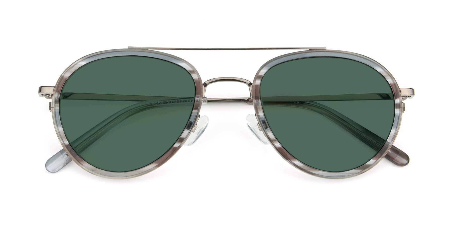 Folded Front of 9554 in  Gunmetal-Transparent with Green Polarized Lenses