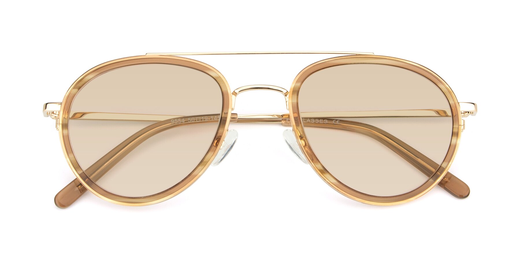 Folded Front of 9554 in Gold-Caramel with Light Brown Tinted Lenses