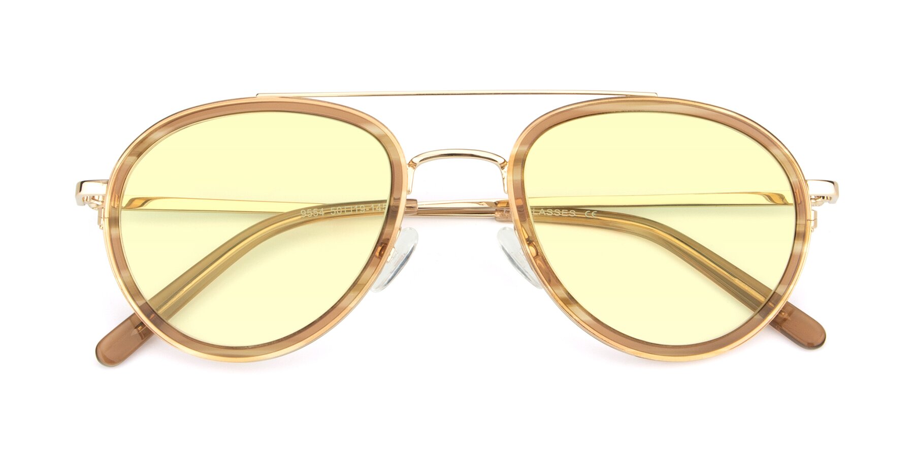 Folded Front of 9554 in Gold-Caramel with Light Yellow Tinted Lenses