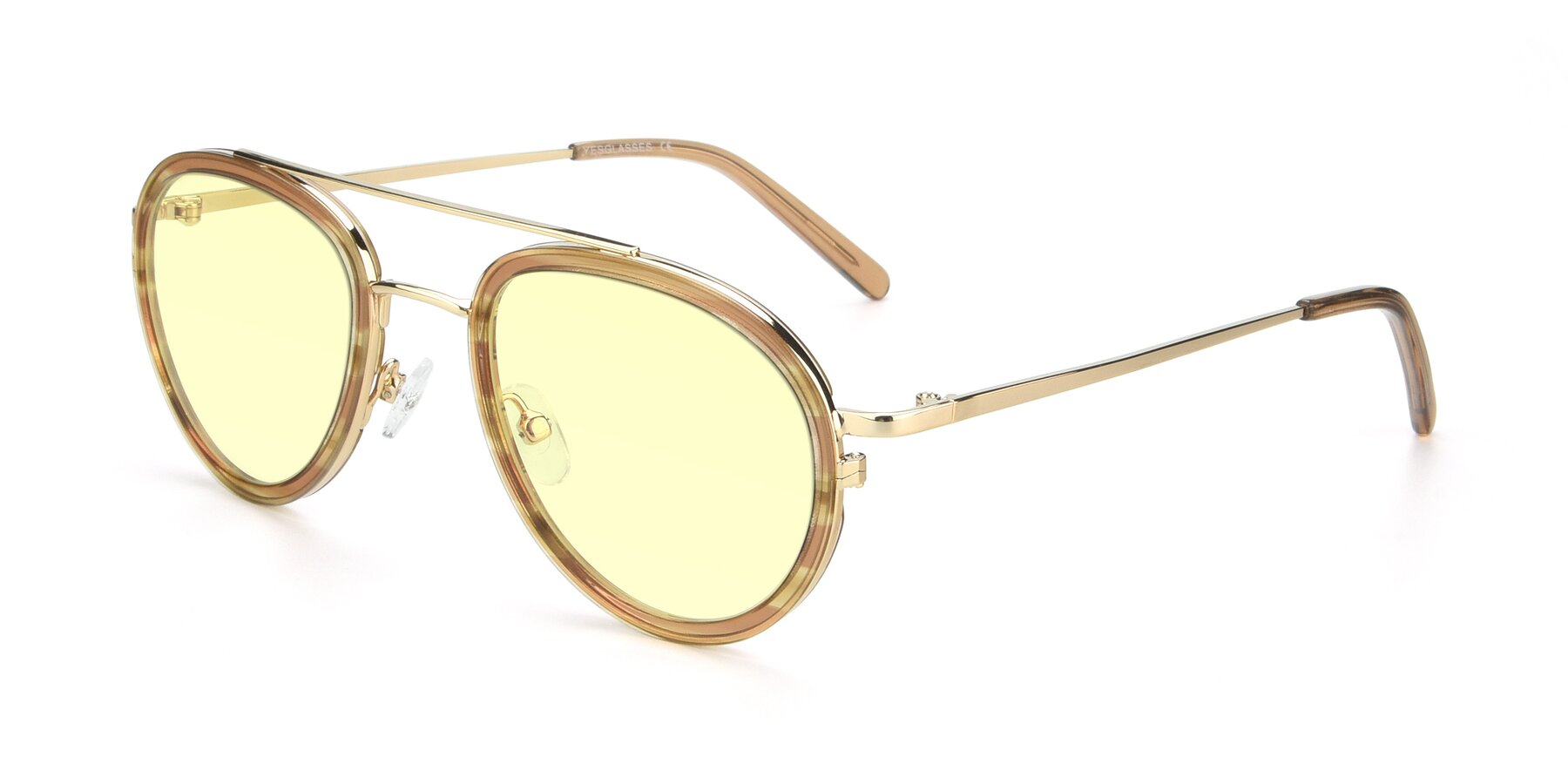 Angle of 9554 in Gold-Caramel with Light Yellow Tinted Lenses