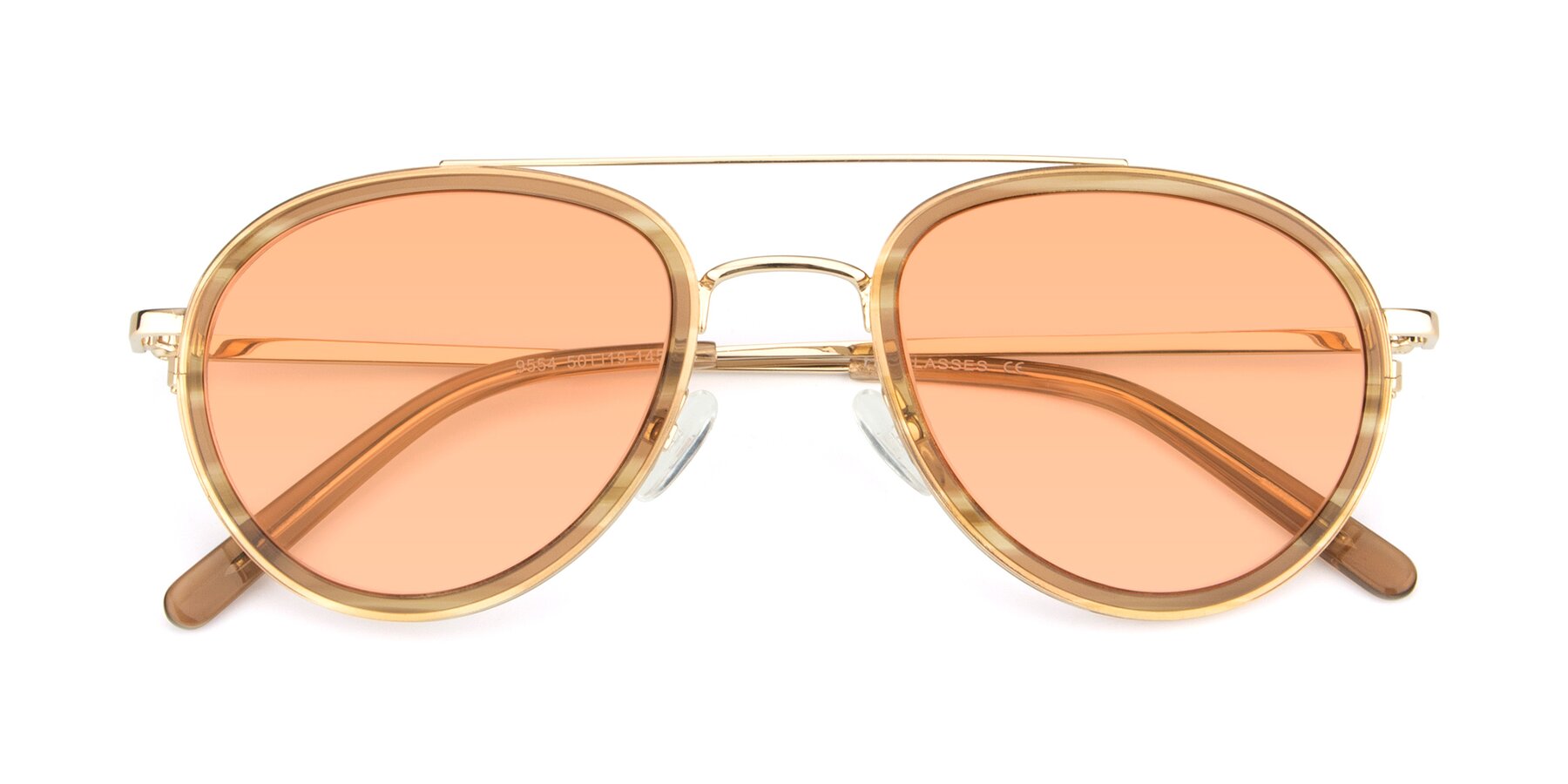 Folded Front of 9554 in Gold-Caramel with Light Orange Tinted Lenses
