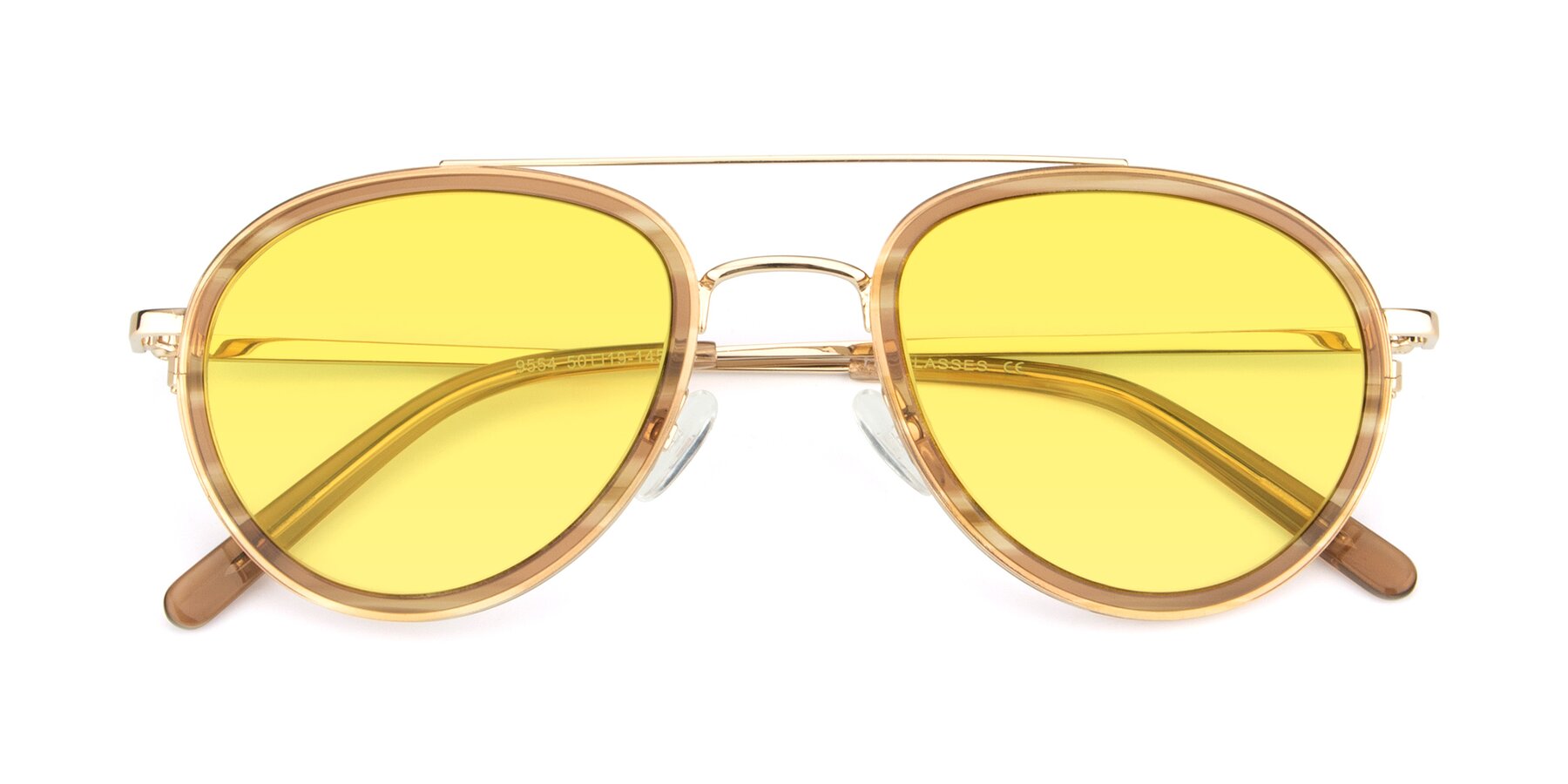 Folded Front of 9554 in Gold-Caramel with Medium Yellow Tinted Lenses