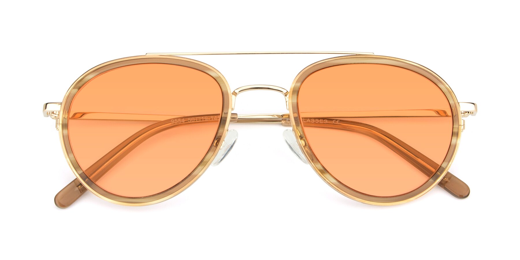 Folded Front of 9554 in Gold-Caramel with Medium Orange Tinted Lenses