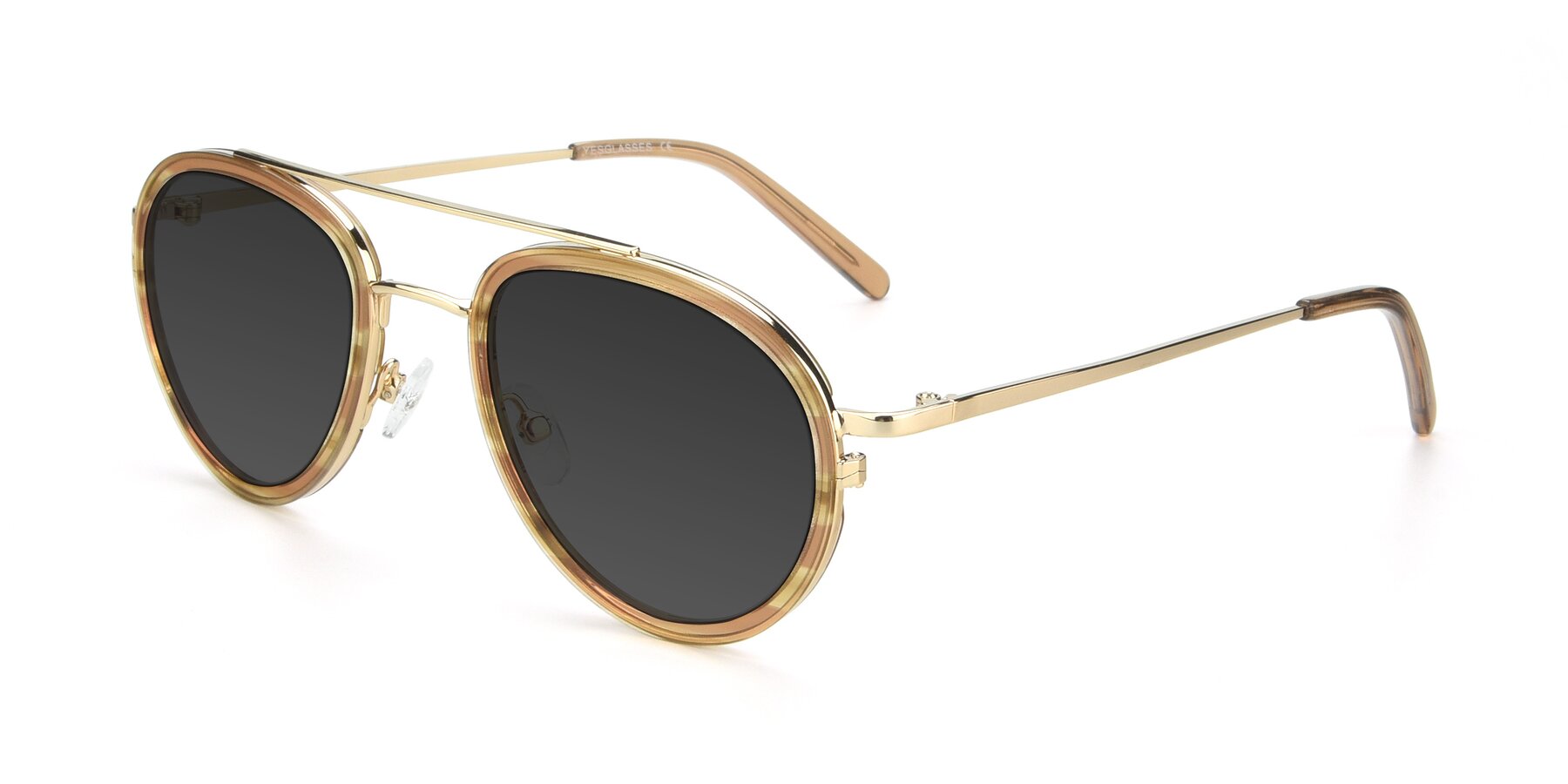 Angle of 9554 in Gold-Caramel with Gray Tinted Lenses