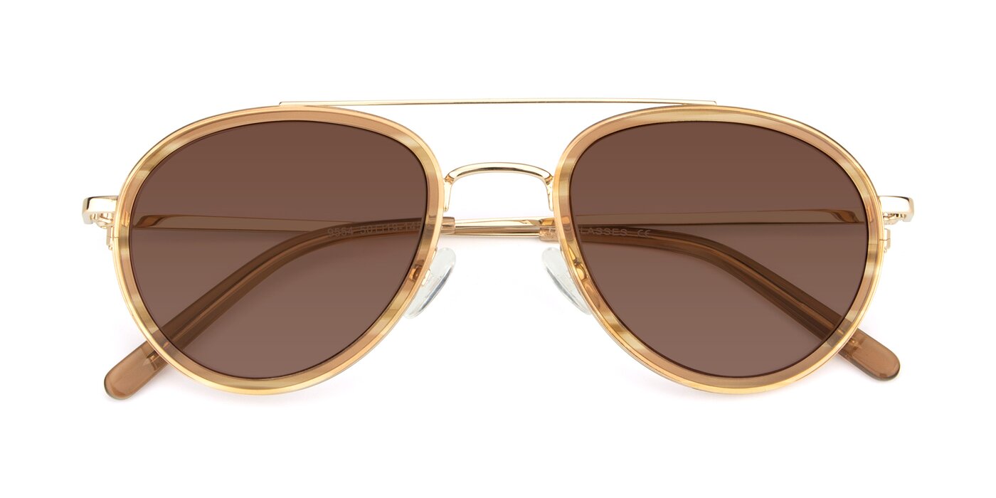 9554 - Gold / Caramel Tinted Sunglasses