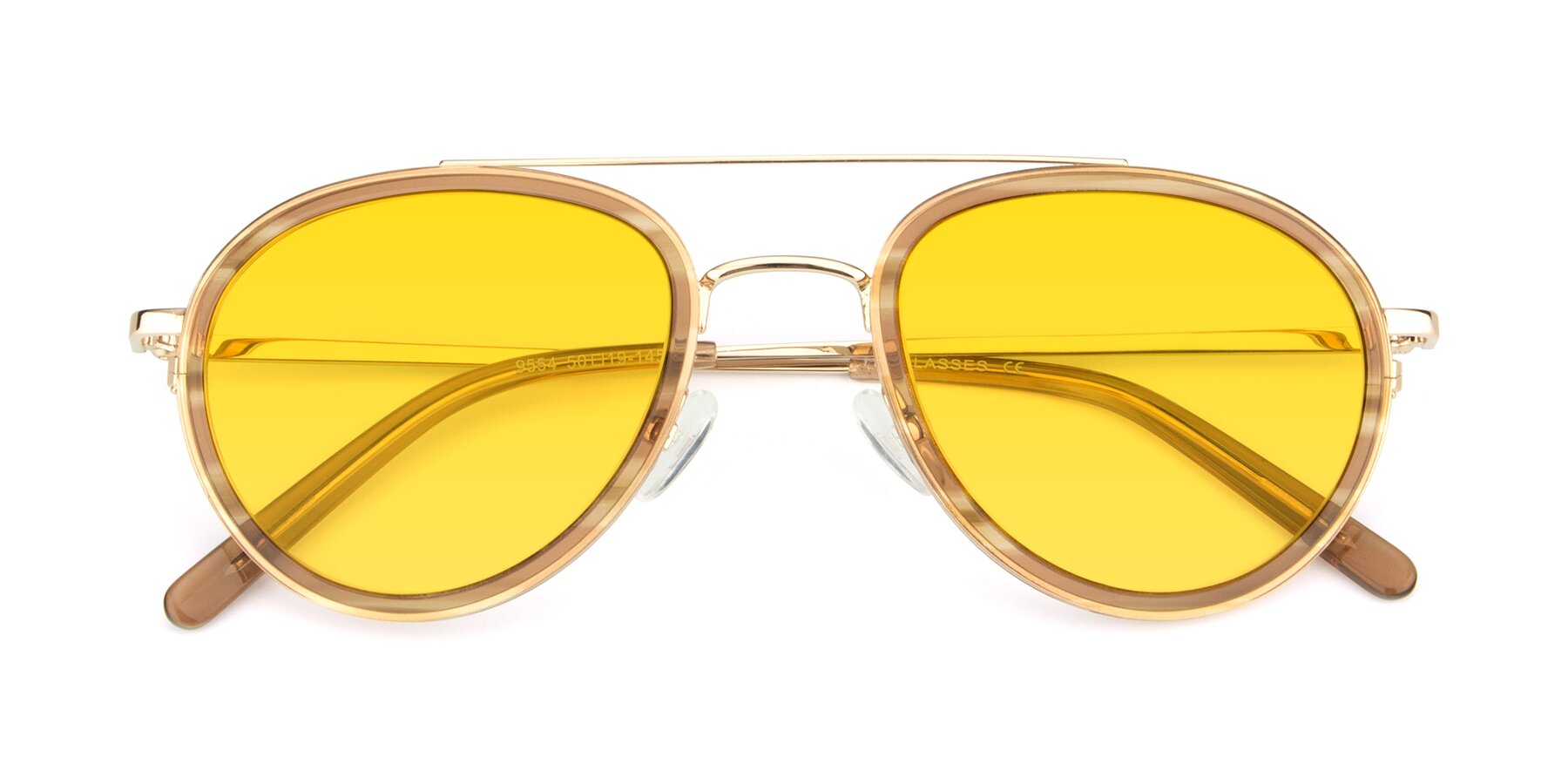 Folded Front of 9554 in Gold-Caramel with Yellow Tinted Lenses