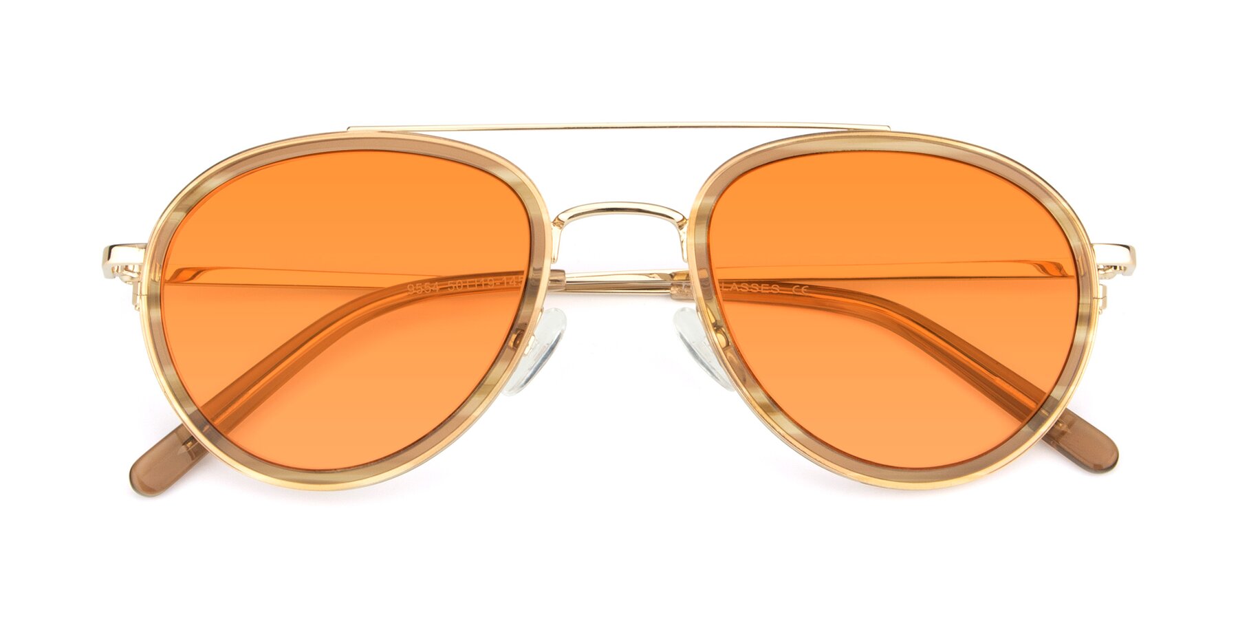 Folded Front of 9554 in Gold-Caramel with Orange Tinted Lenses