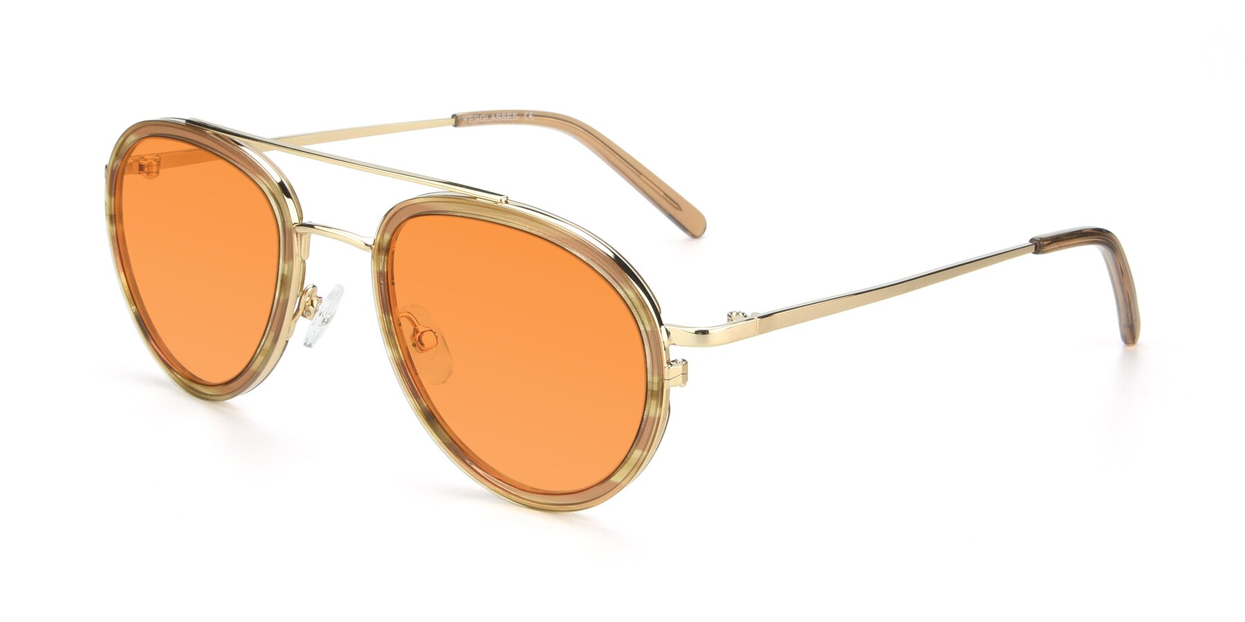 Angle of 9554 in Gold-Caramel with Orange Tinted Lenses