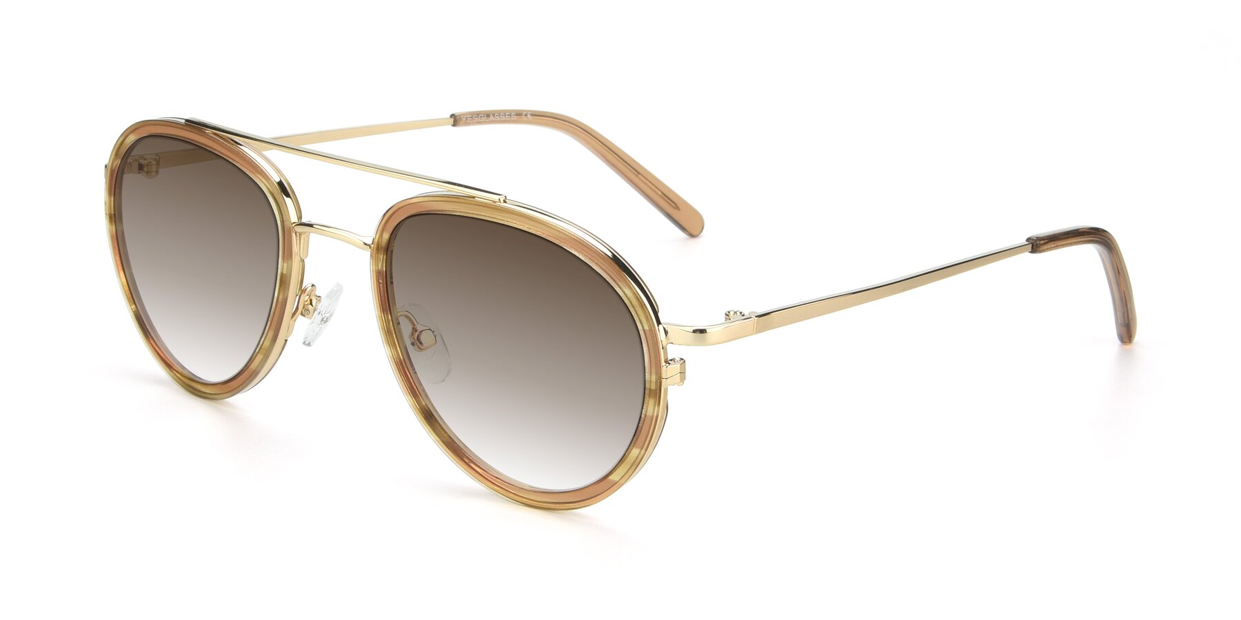 Angle of 9554 in Gold-Caramel with Brown Gradient Lenses