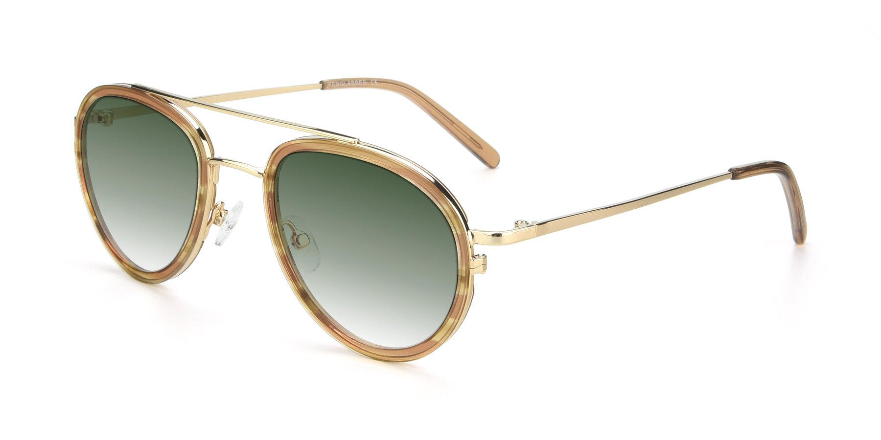 Angle of 9554 in Gold-Caramel with Green Gradient Lenses