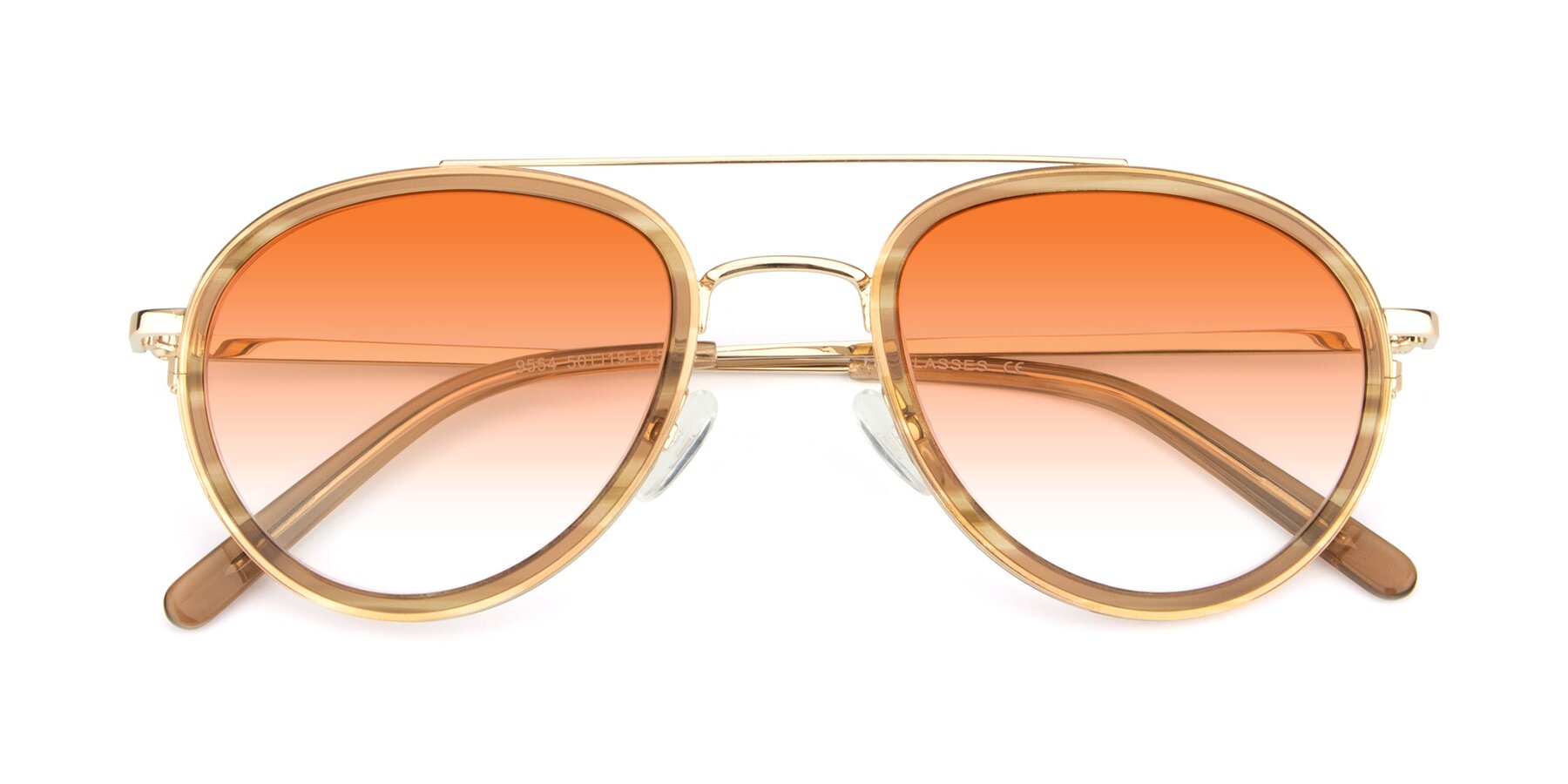 Folded Front of 9554 in Gold-Caramel with Orange Gradient Lenses