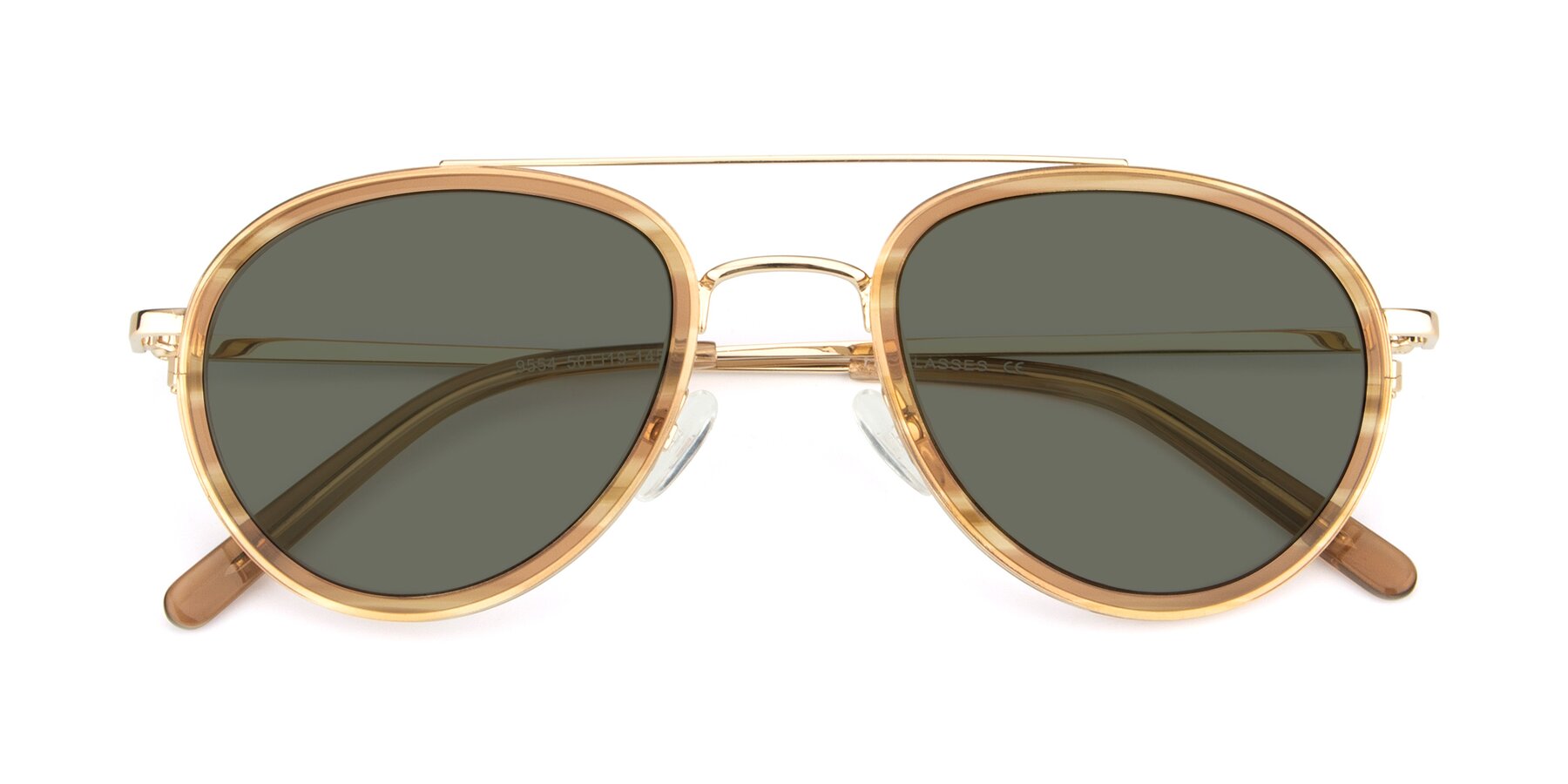 Folded Front of 9554 in Gold-Caramel with Gray Polarized Lenses