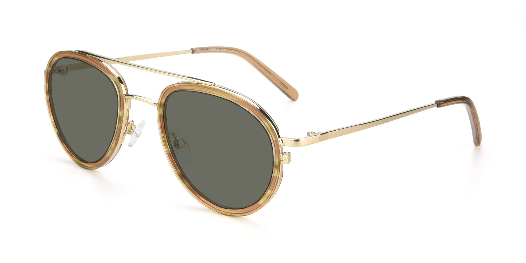 Angle of 9554 in Gold-Caramel with Gray Polarized Lenses