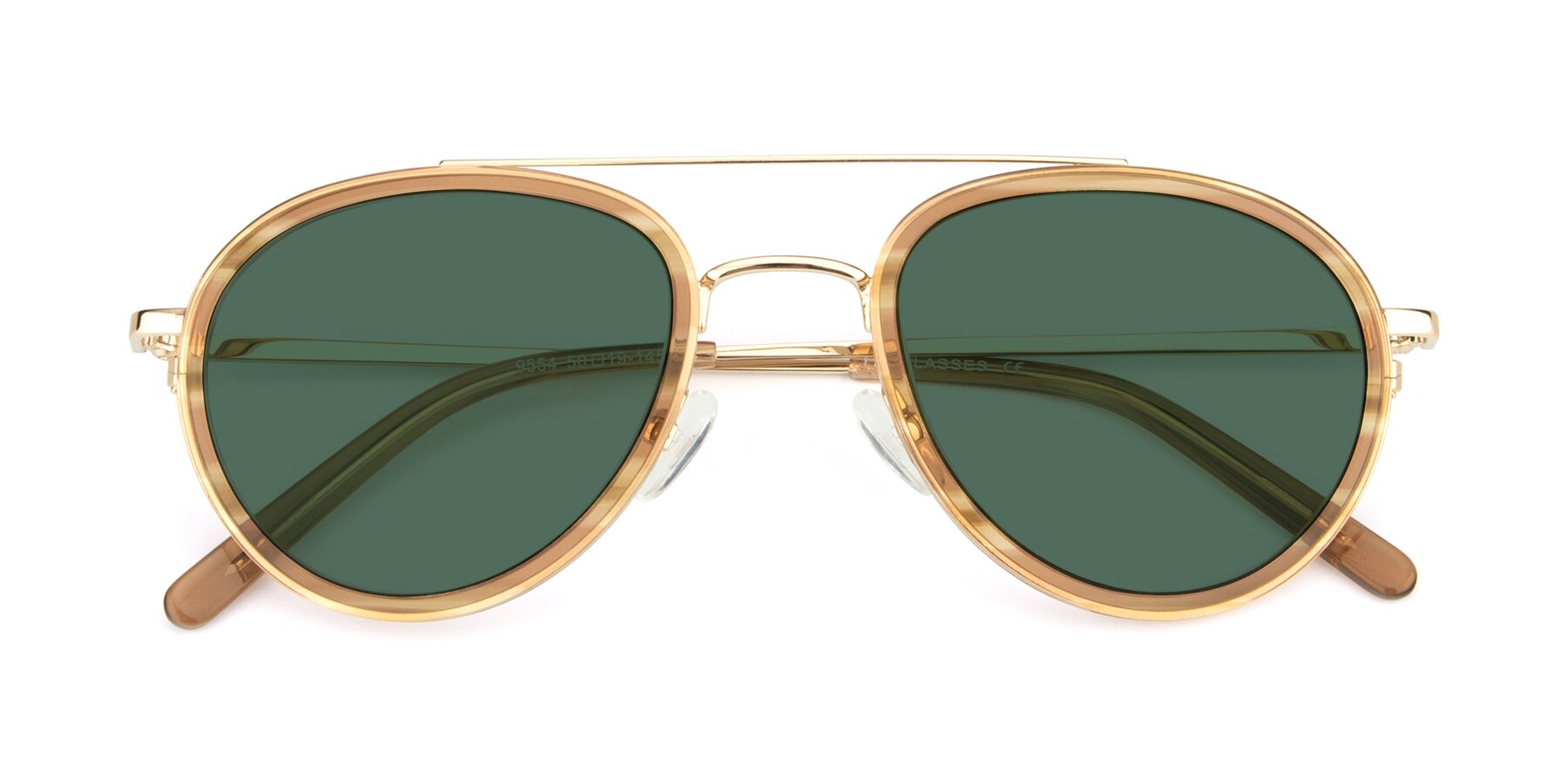 Folded Front of 9554 in Gold-Caramel with Green Polarized Lenses