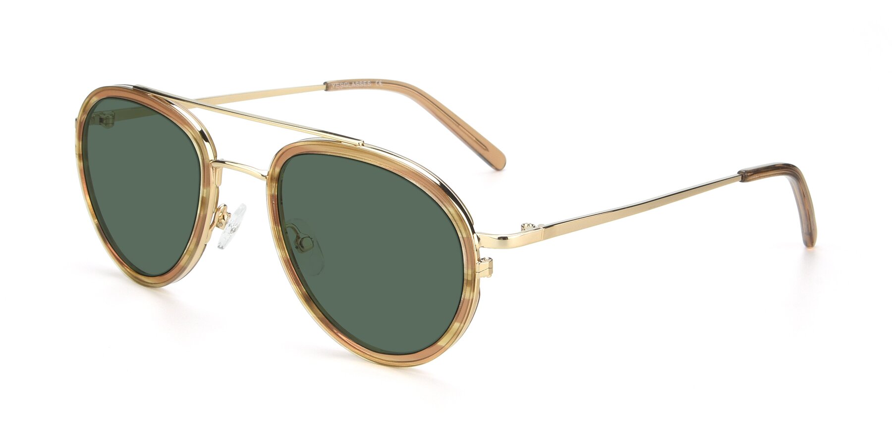 Angle of 9554 in Gold-Caramel with Green Polarized Lenses