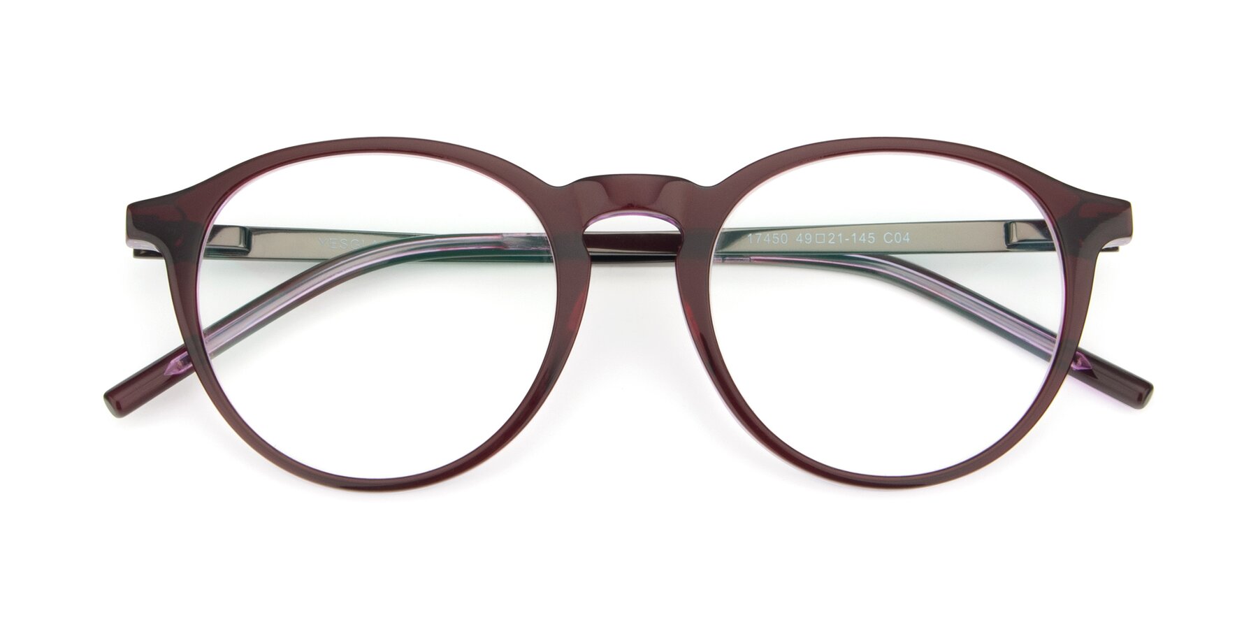 Folded Front of 17450 in Purple with Clear Reading Eyeglass Lenses