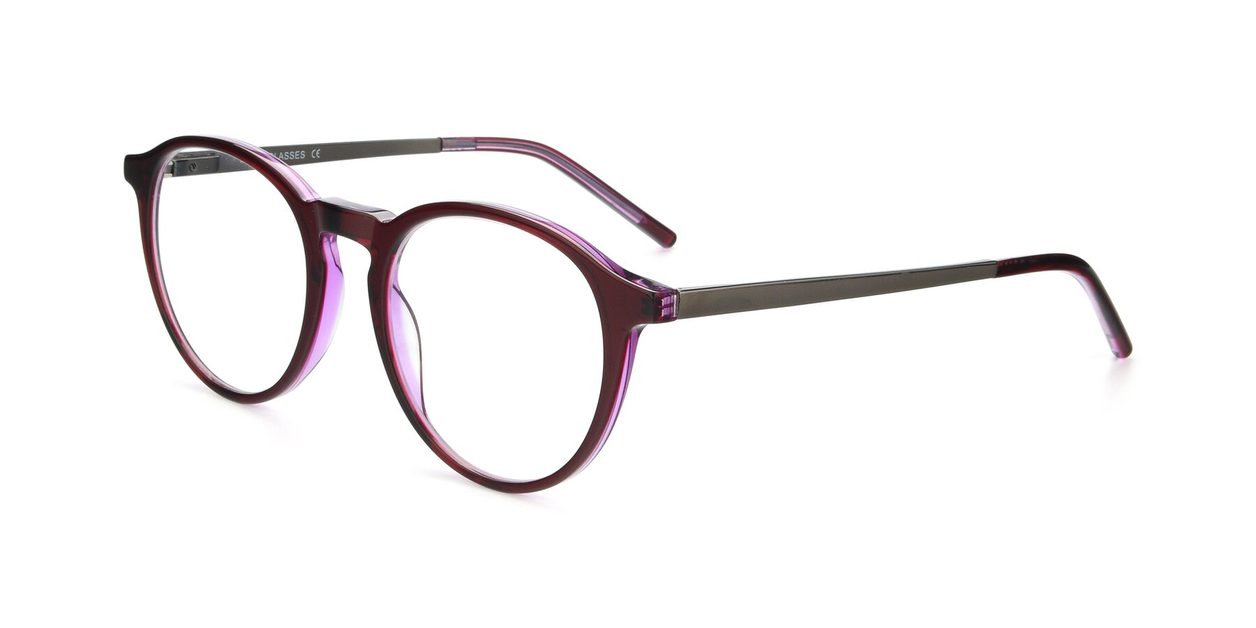 Purple Horn-Rimmed Keyhole Bridge Round Eyeglasses - 17450
