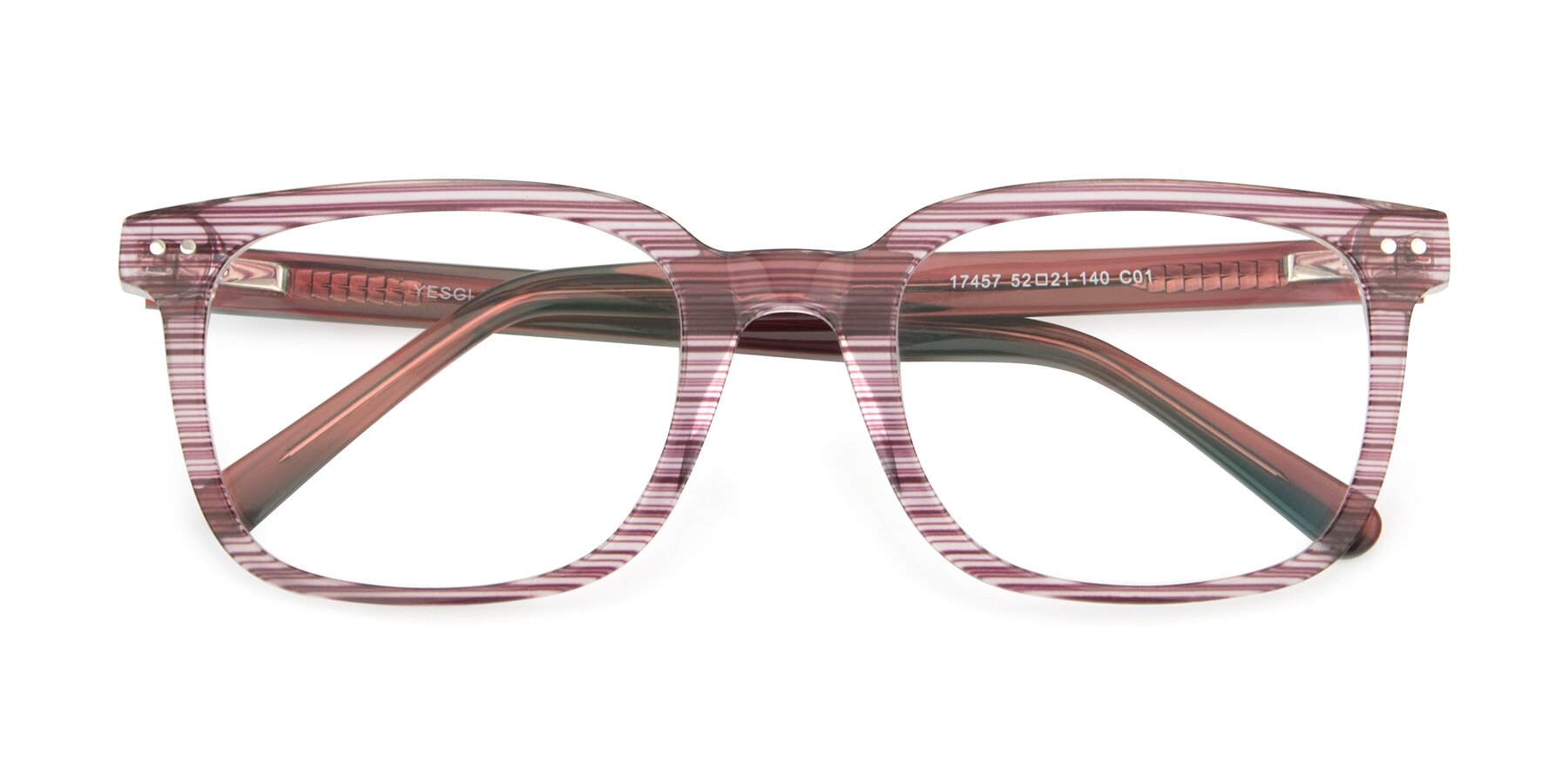 Folded Front of 17457 in Stripe Purple with Clear Blue Light Blocking Lenses