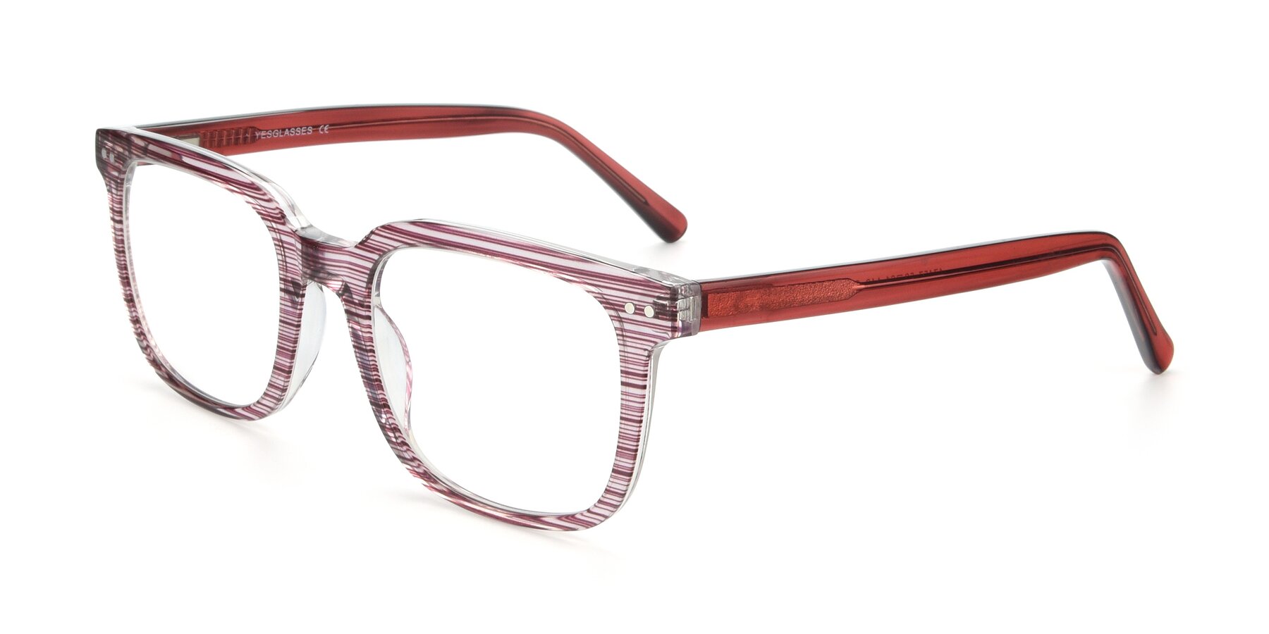 Angle of 17457 in Stripe Purple with Clear Reading Eyeglass Lenses
