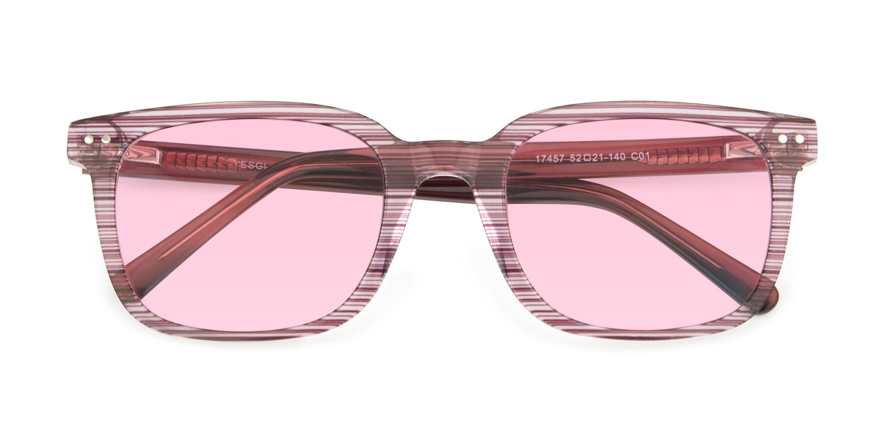 Folded Front of 17457 in Stripe Purple with Light Pink Tinted Lenses