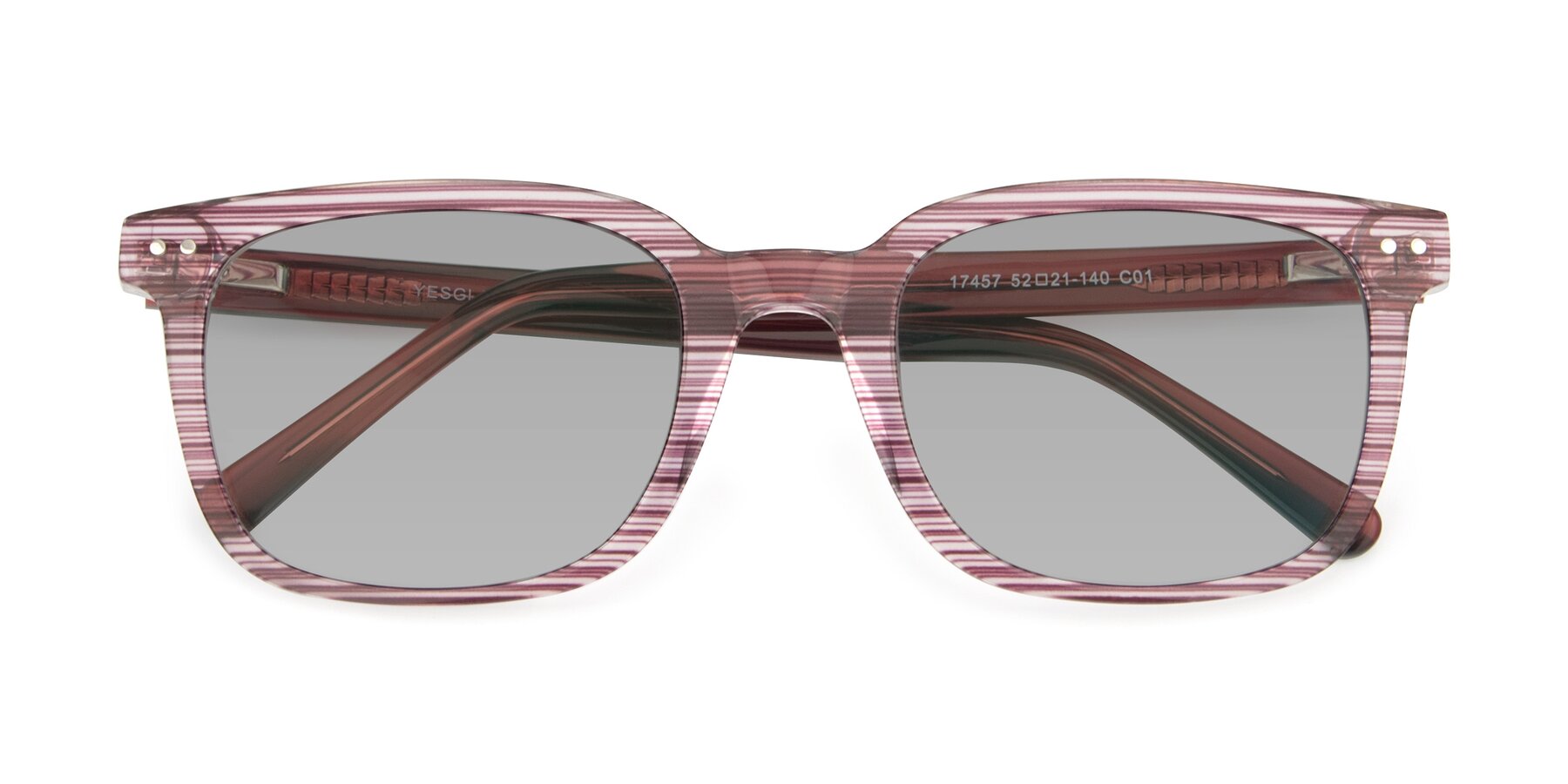 Folded Front of 17457 in Stripe Purple with Light Gray Tinted Lenses