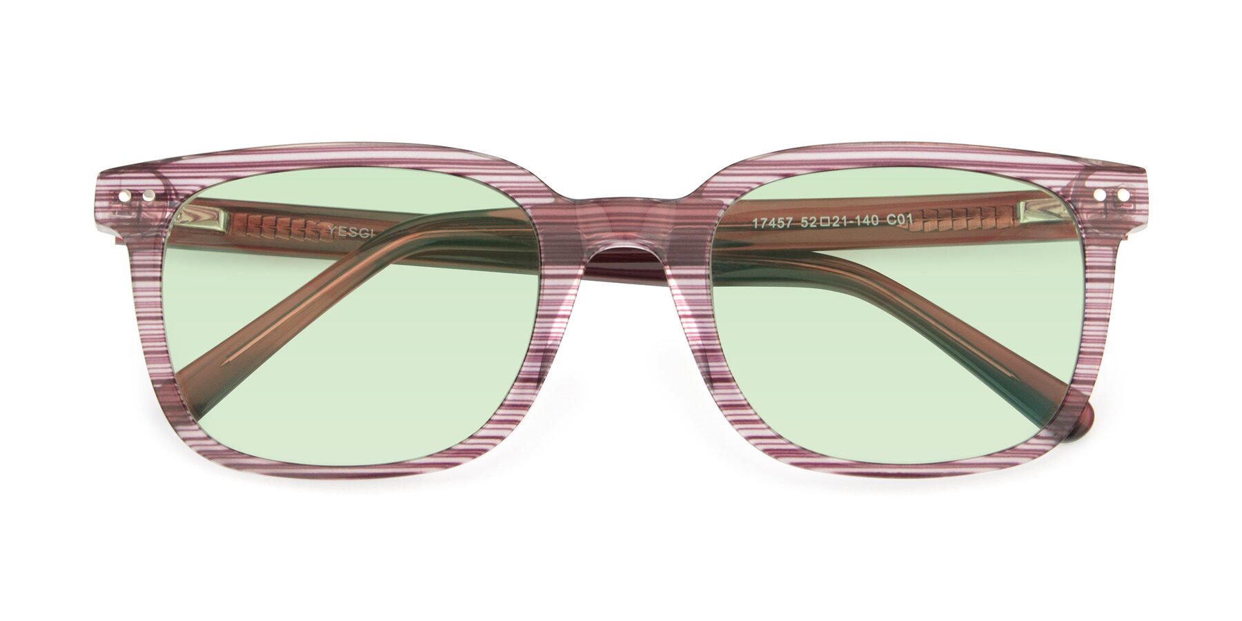 Folded Front of 17457 in Stripe Purple with Light Green Tinted Lenses