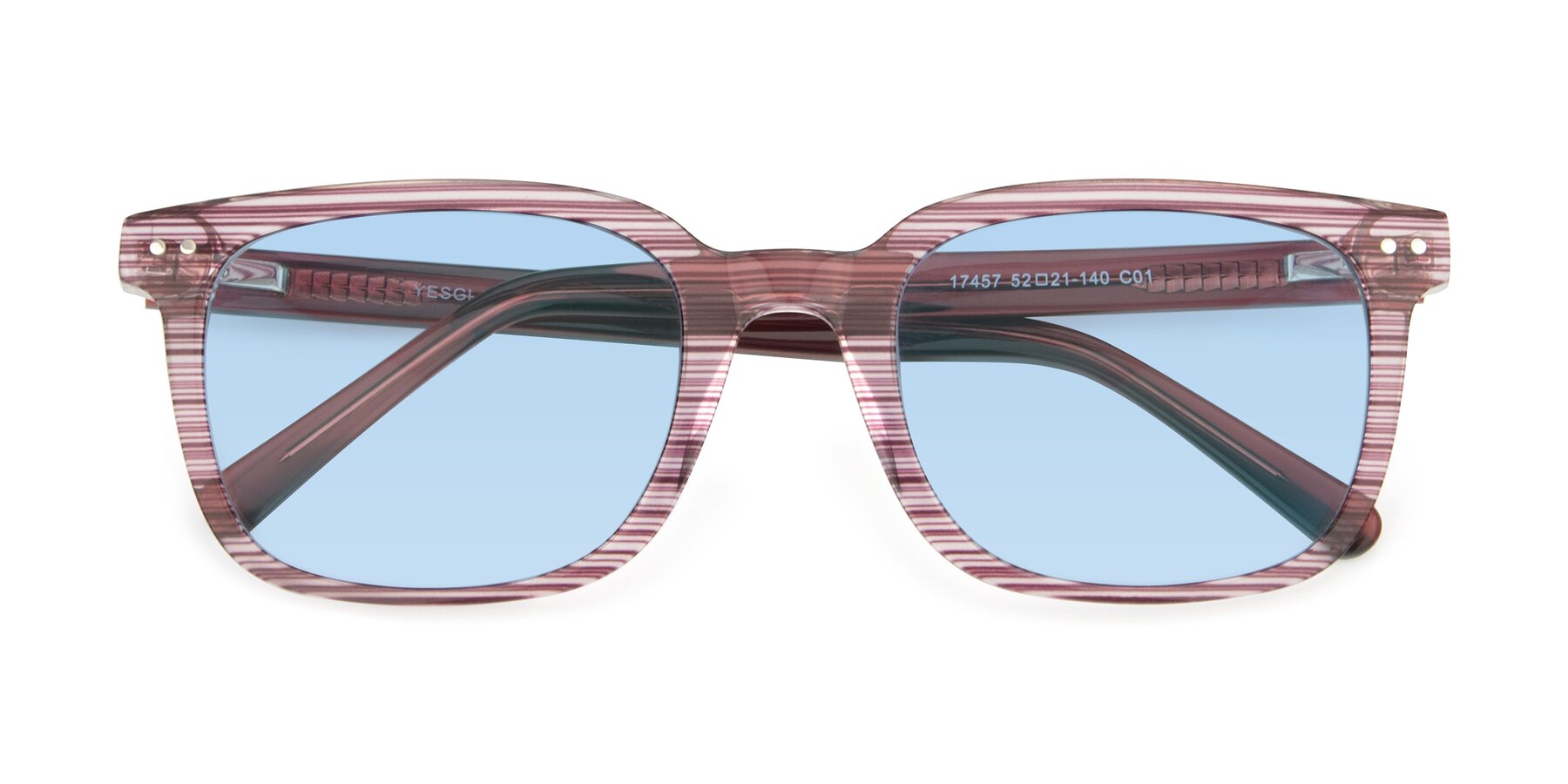Folded Front of 17457 in Stripe Purple with Light Blue Tinted Lenses