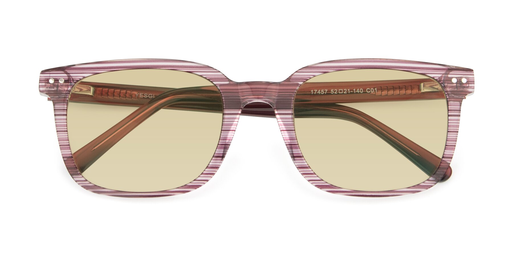 Folded Front of 17457 in Stripe Purple with Light Champagne Tinted Lenses