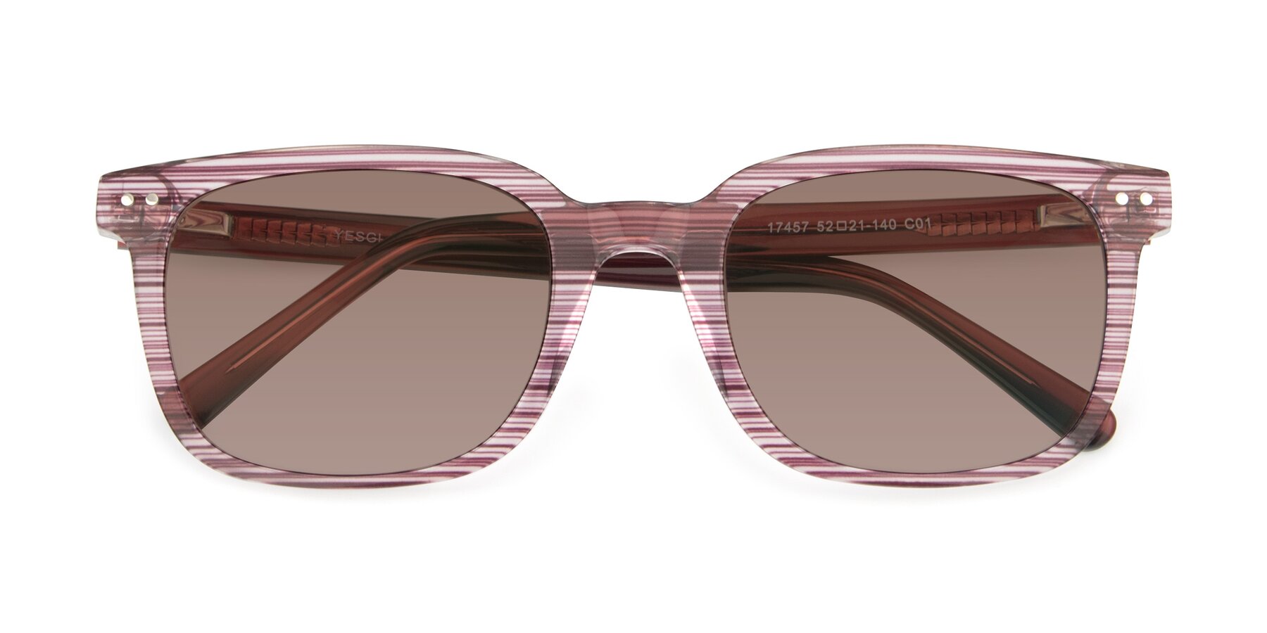 Folded Front of 17457 in Stripe Purple with Medium Brown Tinted Lenses
