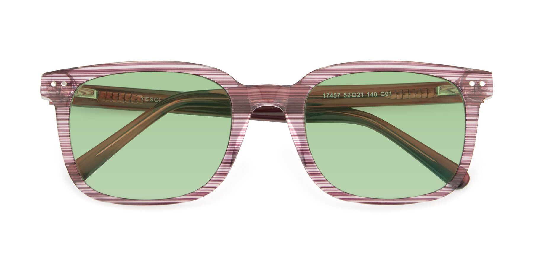 Folded Front of 17457 in Stripe Purple with Medium Green Tinted Lenses