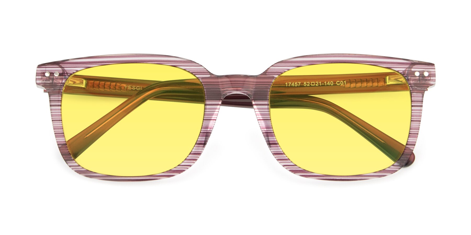 Folded Front of 17457 in Stripe Purple with Medium Yellow Tinted Lenses