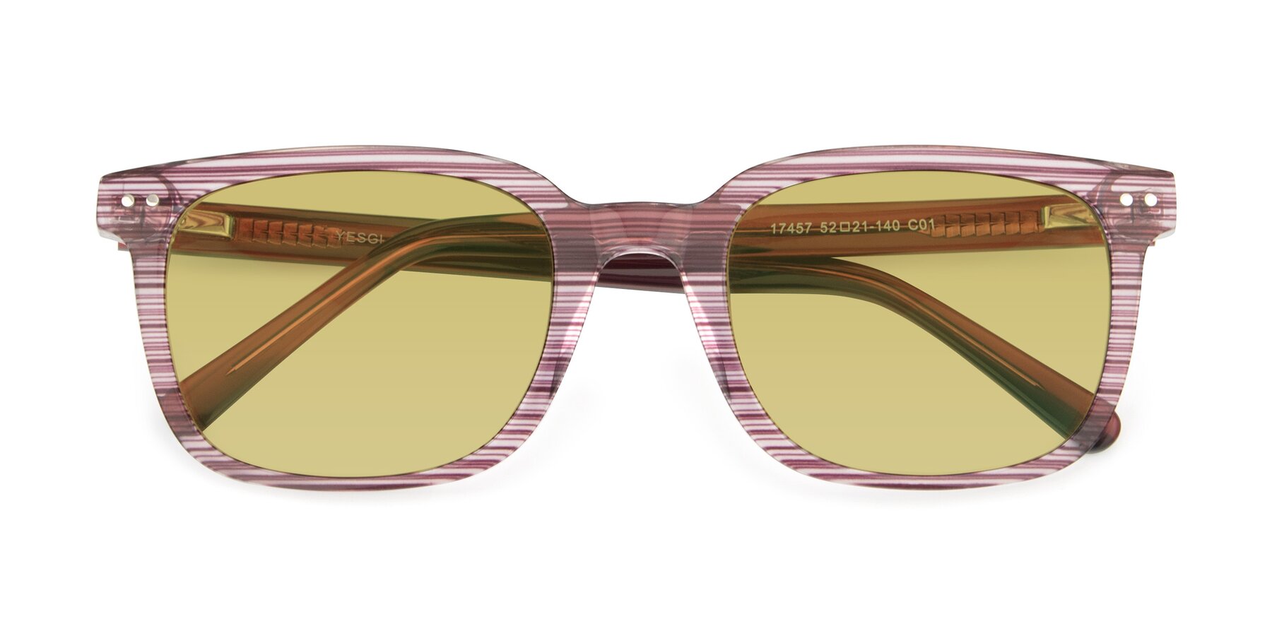Folded Front of 17457 in Stripe Purple with Medium Champagne Tinted Lenses