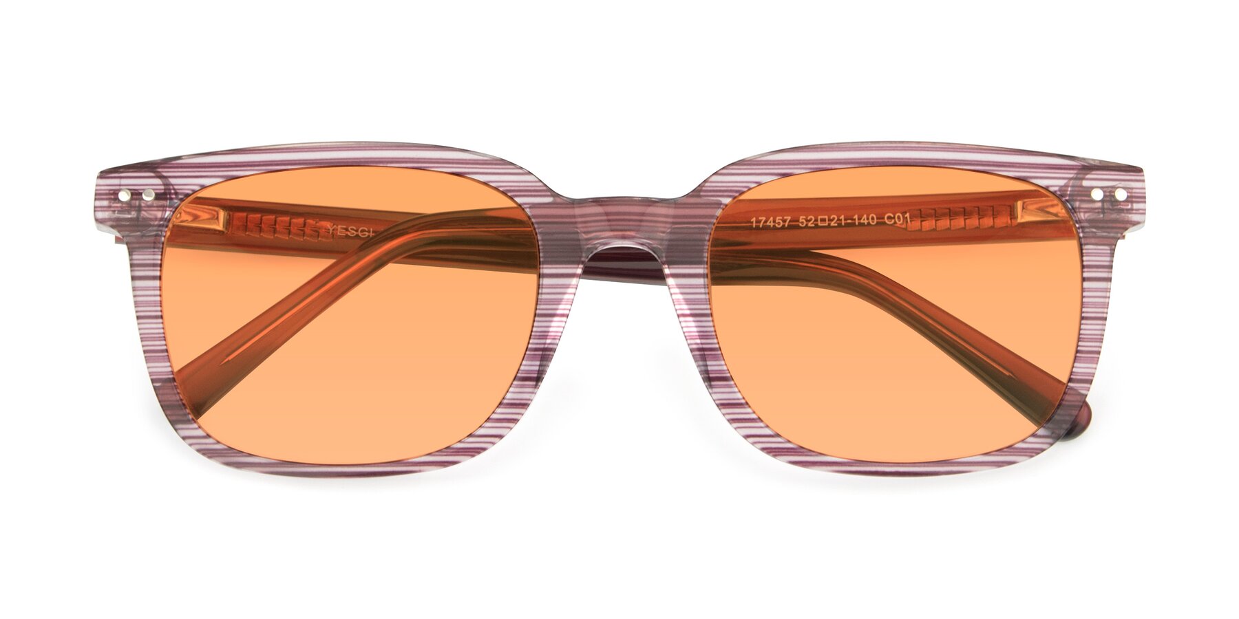 Folded Front of 17457 in Stripe Purple with Medium Orange Tinted Lenses