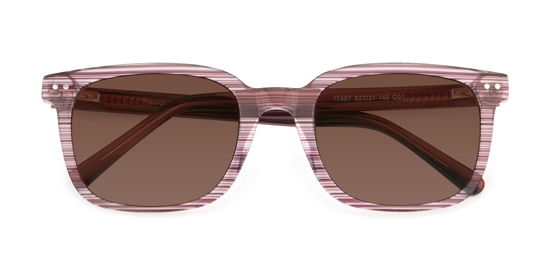 Folded Front of 17457 in Stripe Purple with Brown Tinted Lenses