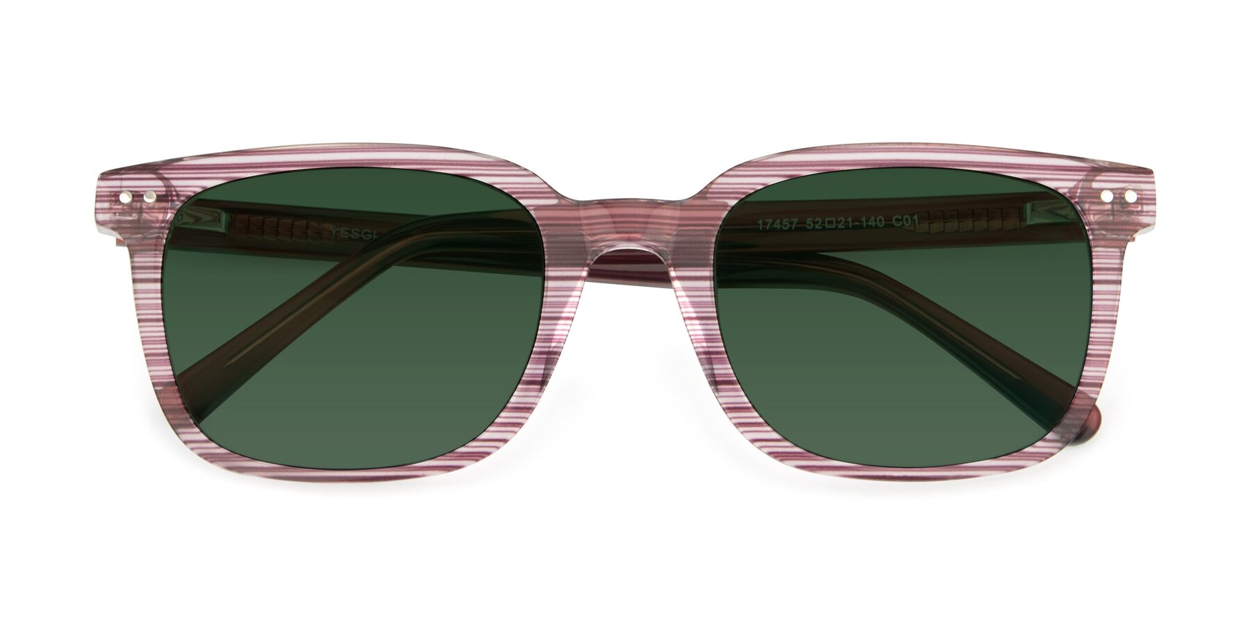 Folded Front of 17457 in Stripe Purple with Green Tinted Lenses