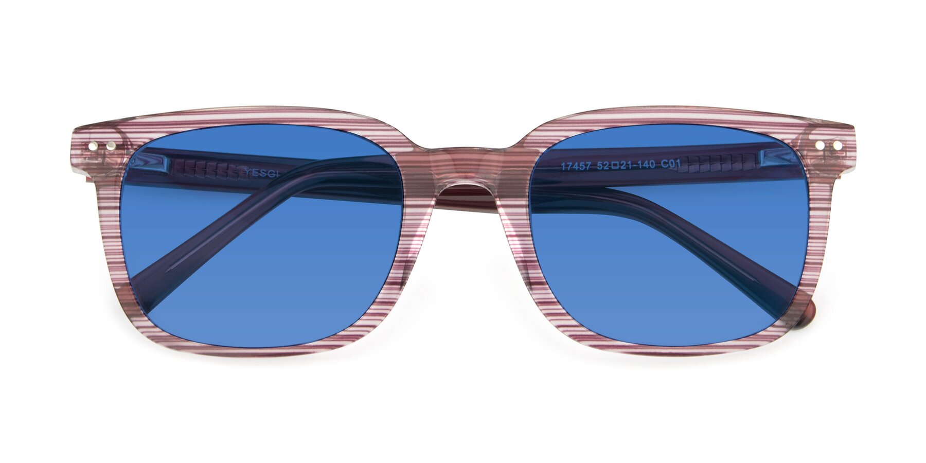Folded Front of 17457 in Stripe Purple with Blue Tinted Lenses