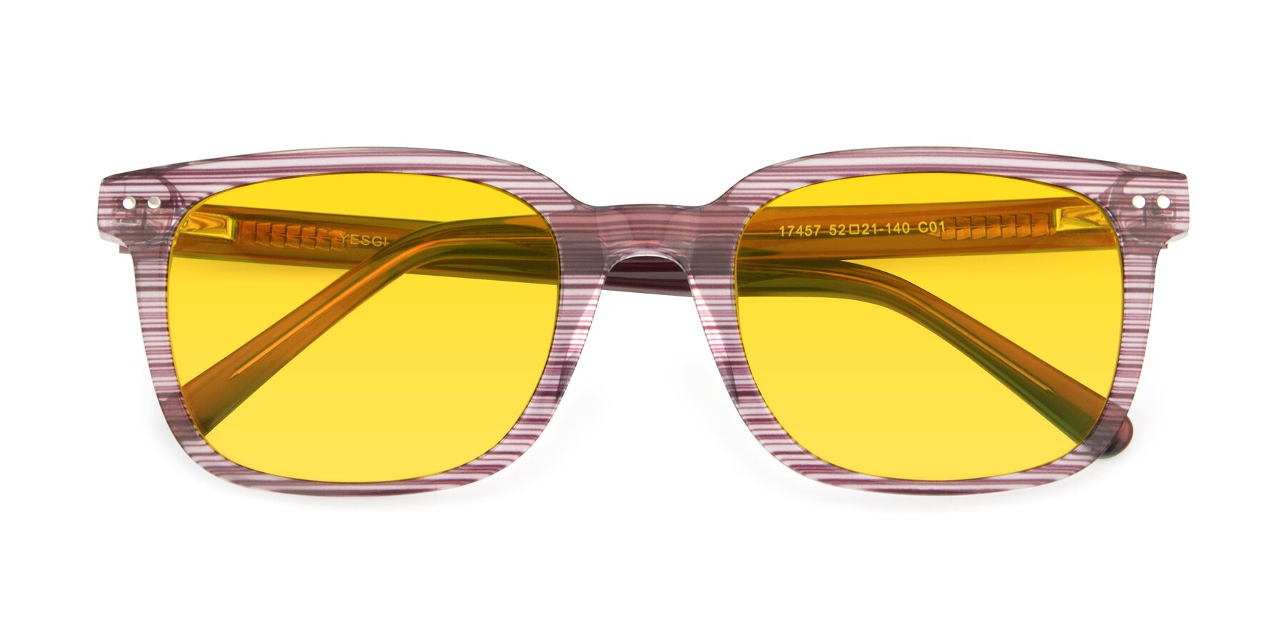 Folded Front of 17457 in Stripe Purple with Yellow Tinted Lenses