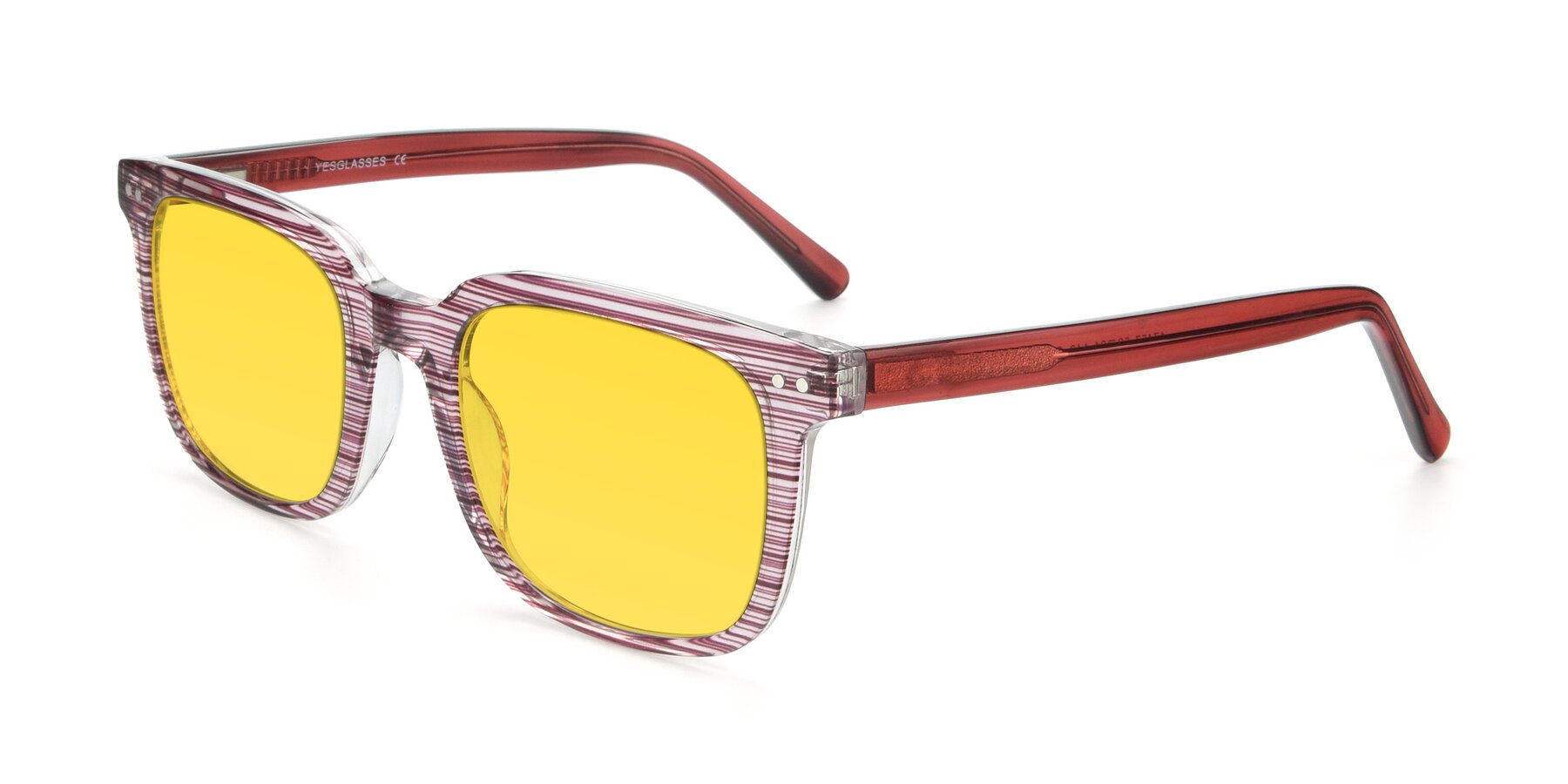 Angle of 17457 in Stripe Purple with Yellow Tinted Lenses