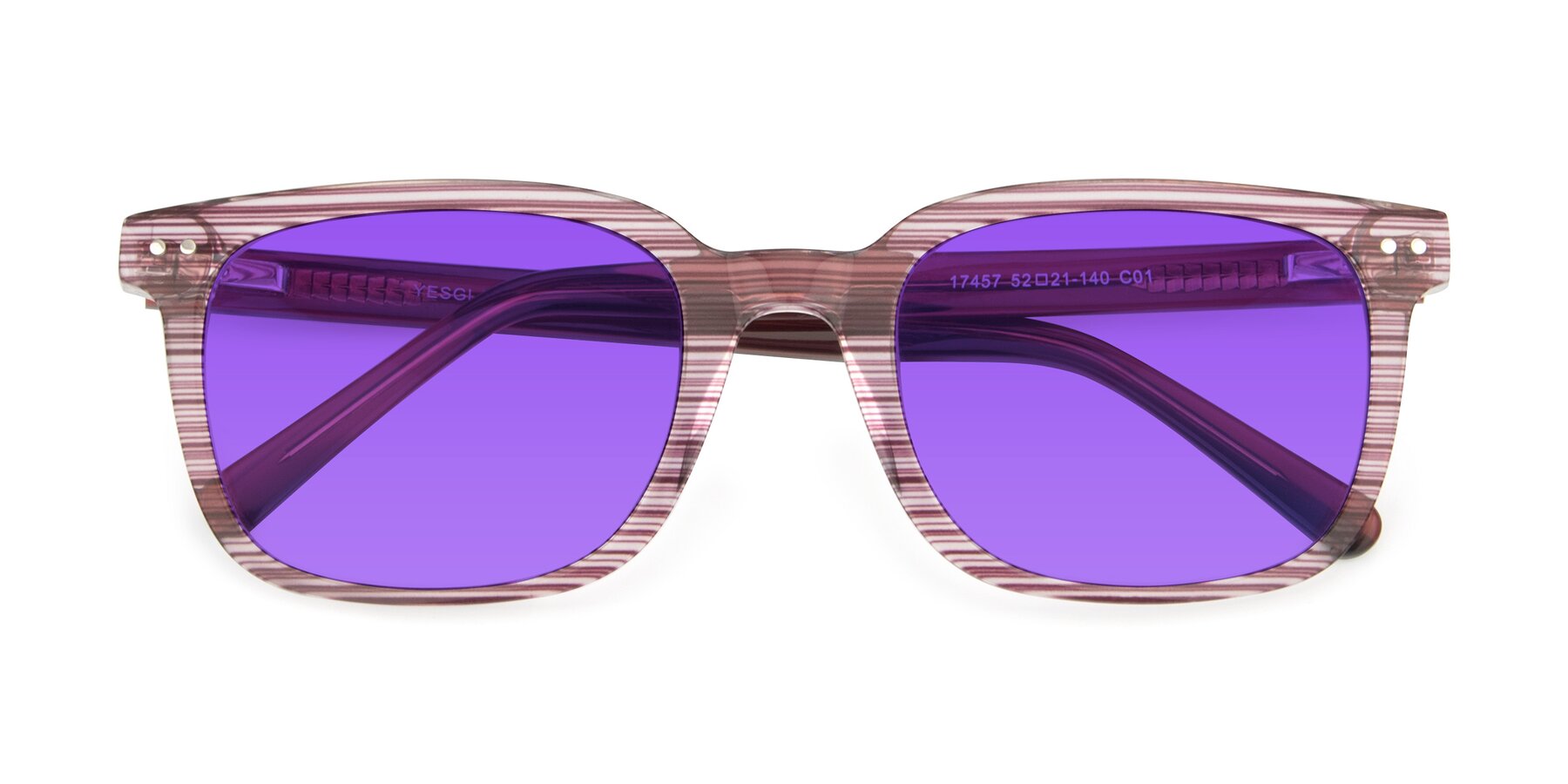 Folded Front of 17457 in Stripe Purple with Purple Tinted Lenses