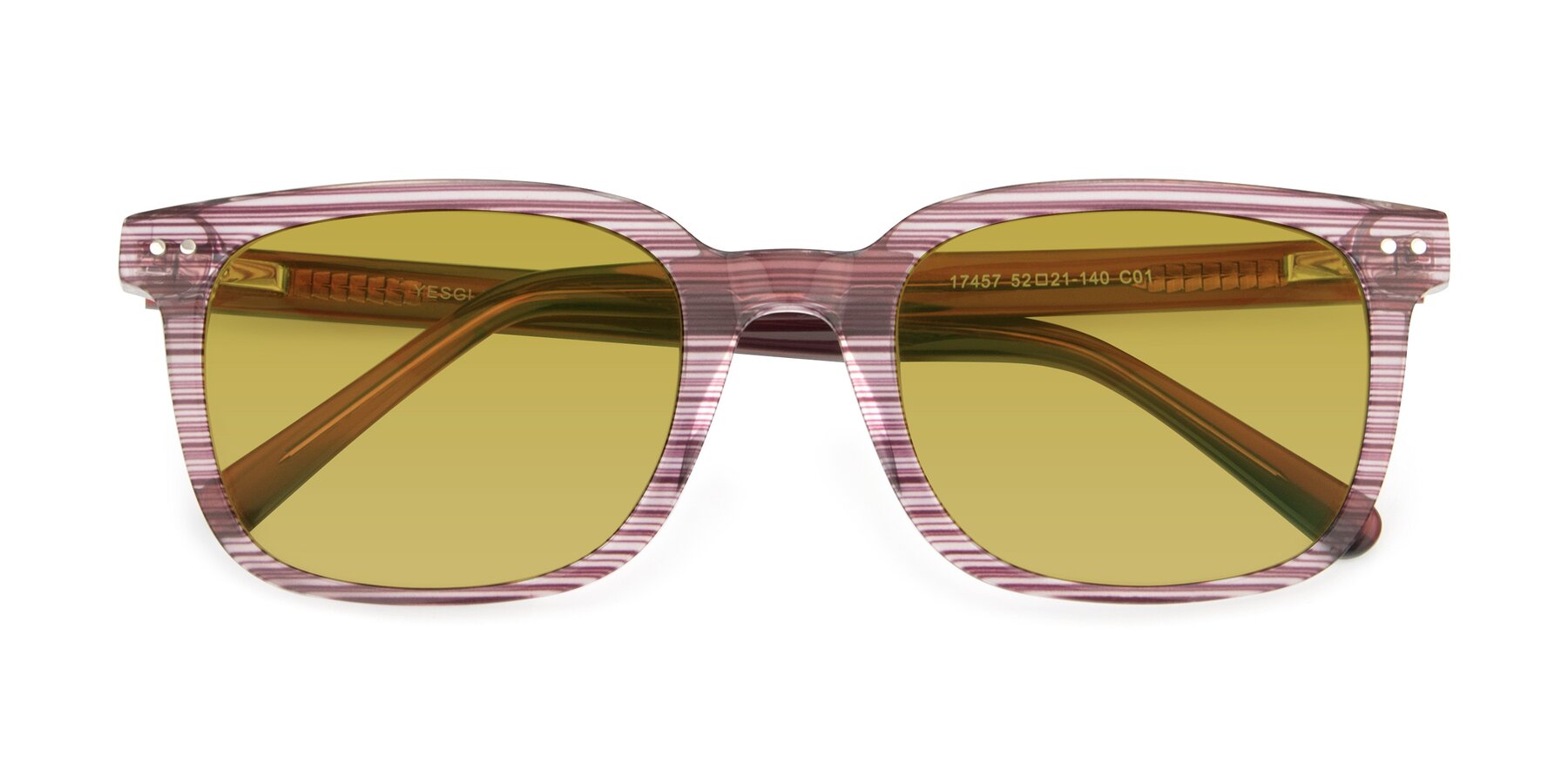 Folded Front of 17457 in Stripe Purple with Champagne Tinted Lenses