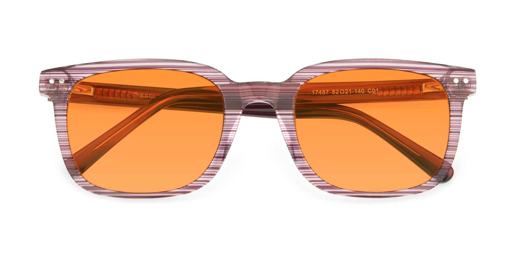 Folded Front of 17457 in Stripe Purple with Orange Tinted Lenses