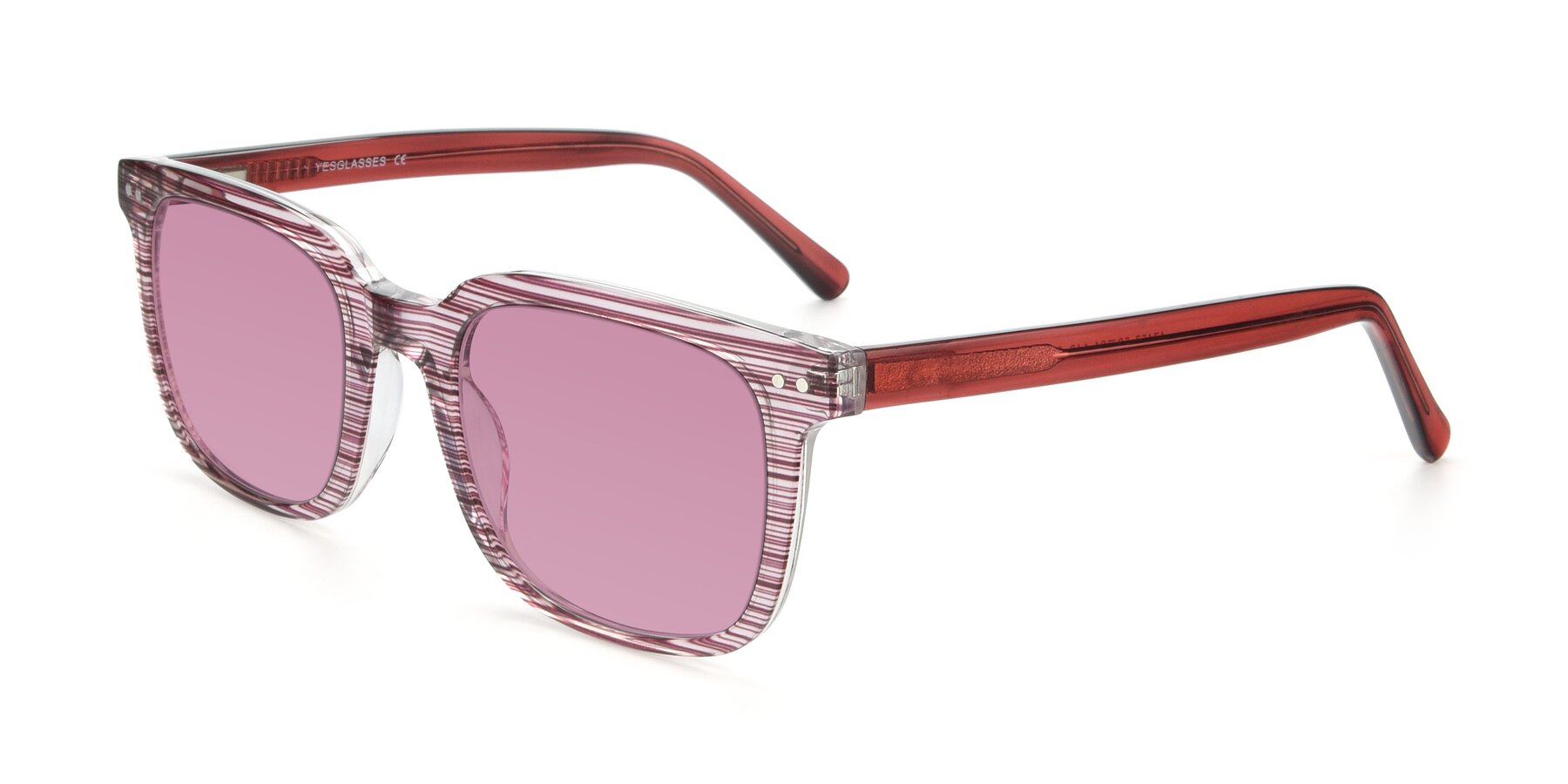 Angle of 17457 in Stripe Purple with Medium Wine Tinted Lenses