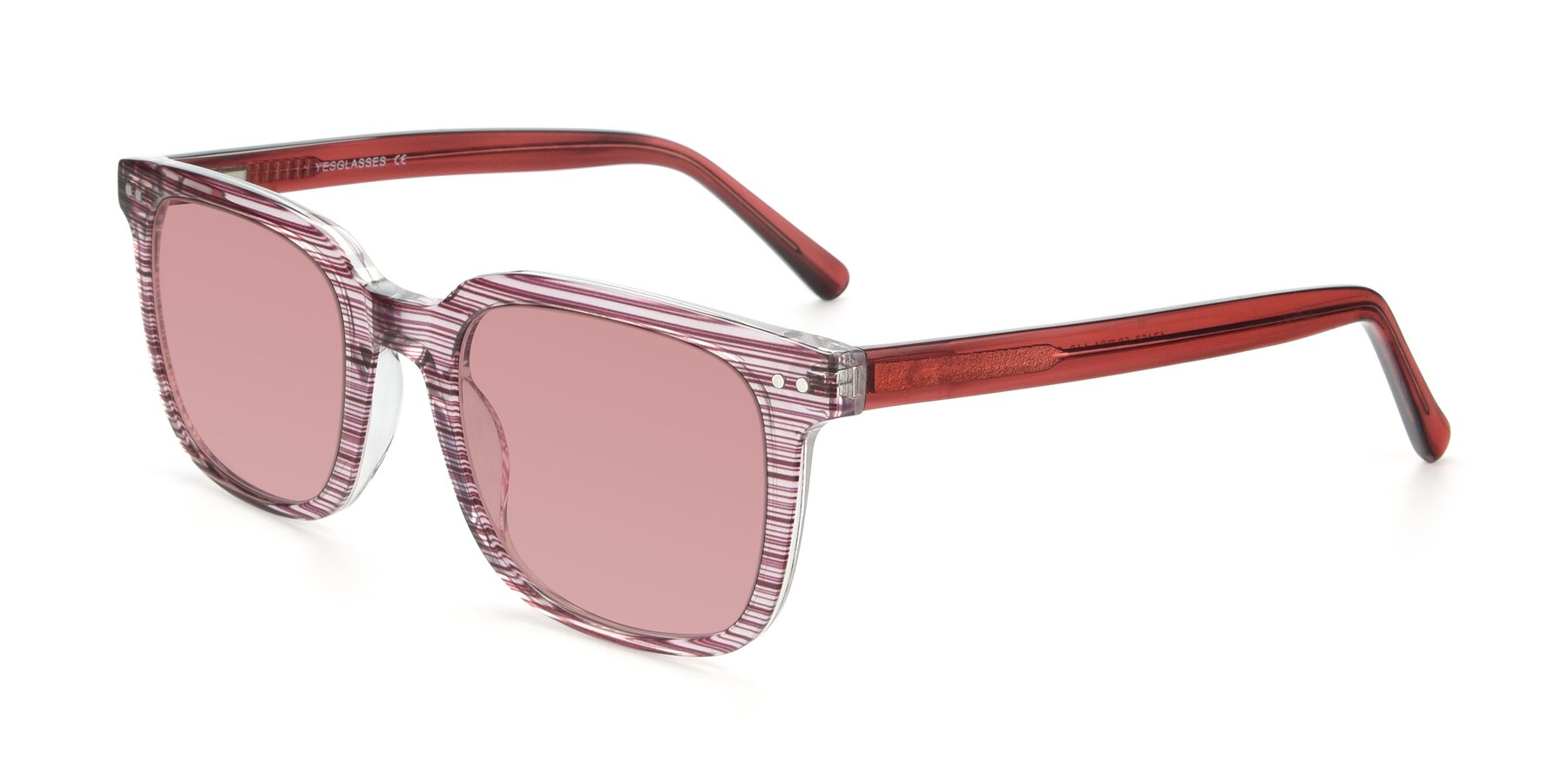 Angle of 17457 in Stripe Purple with Medium Garnet Tinted Lenses