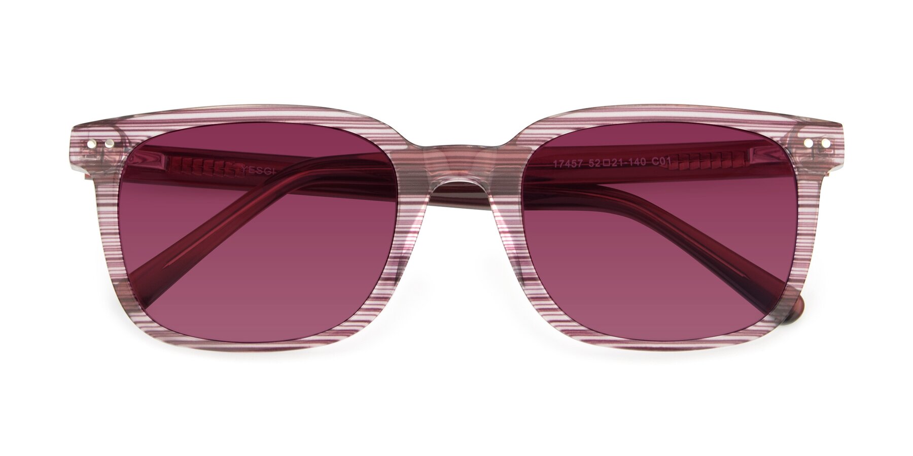 Folded Front of 17457 in Stripe Purple with Wine Tinted Lenses