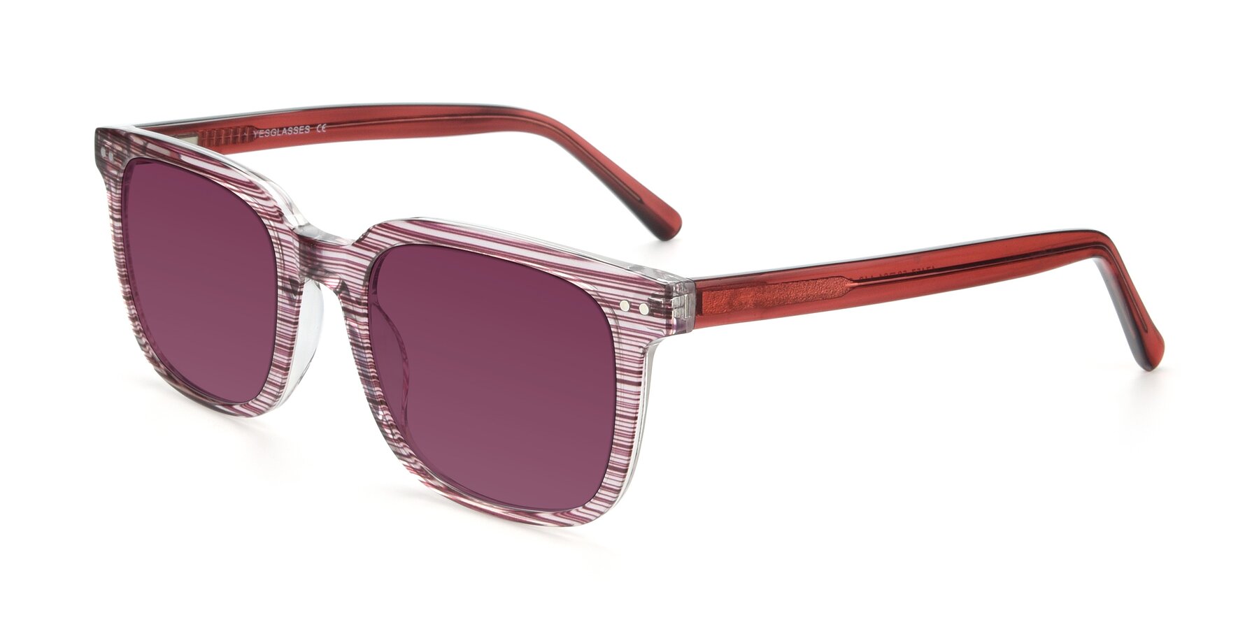 Angle of 17457 in Stripe Purple with Wine Tinted Lenses